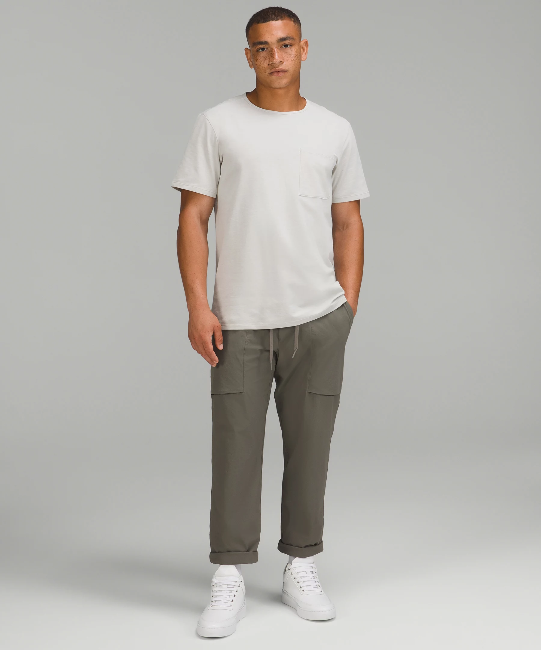 Chest Pocket Relaxed Fit T-Shirt *Oxford Raw Linen/White