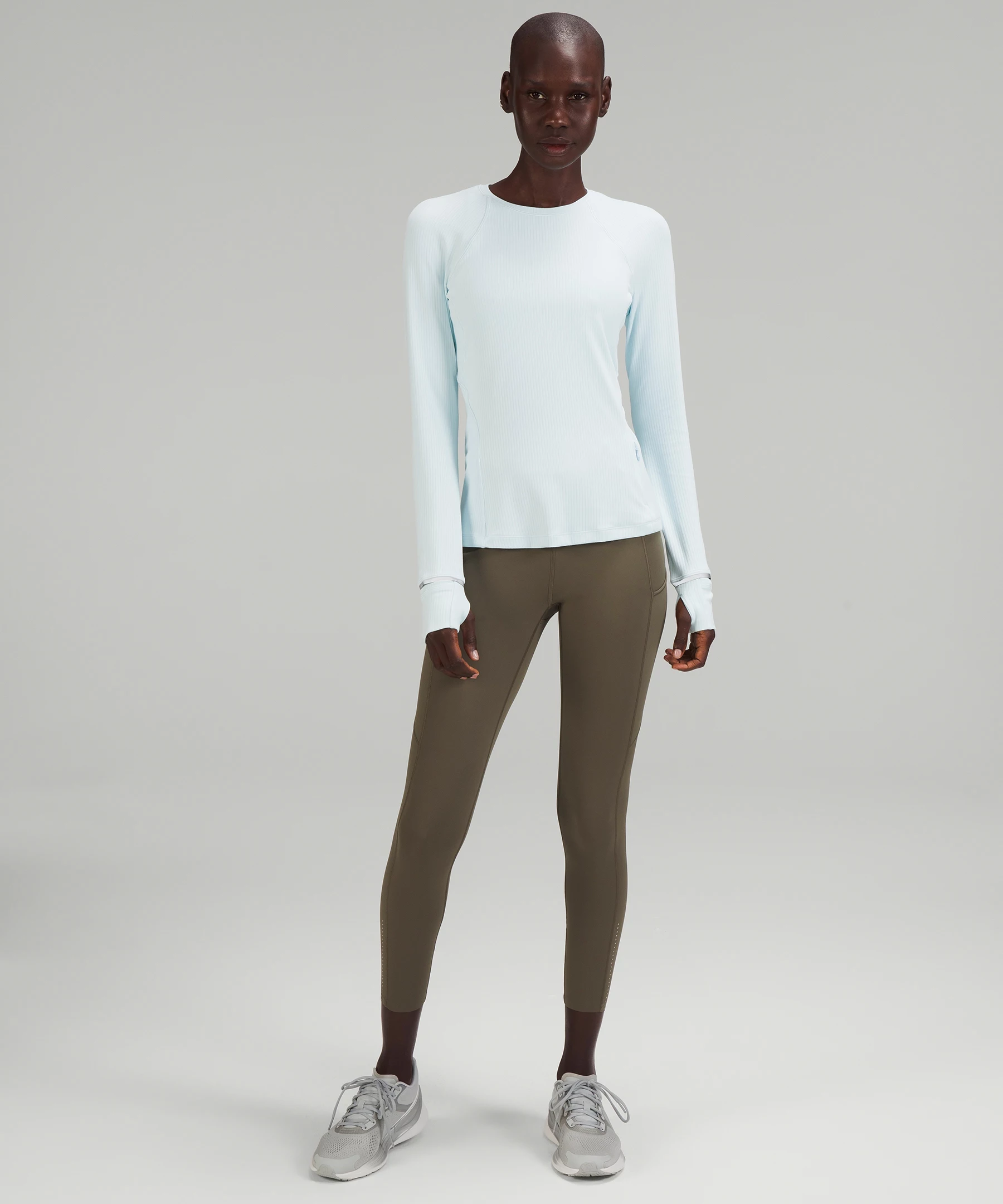 It's Rulu Run Ribbed Long Sleeve Shirt Powder Blue