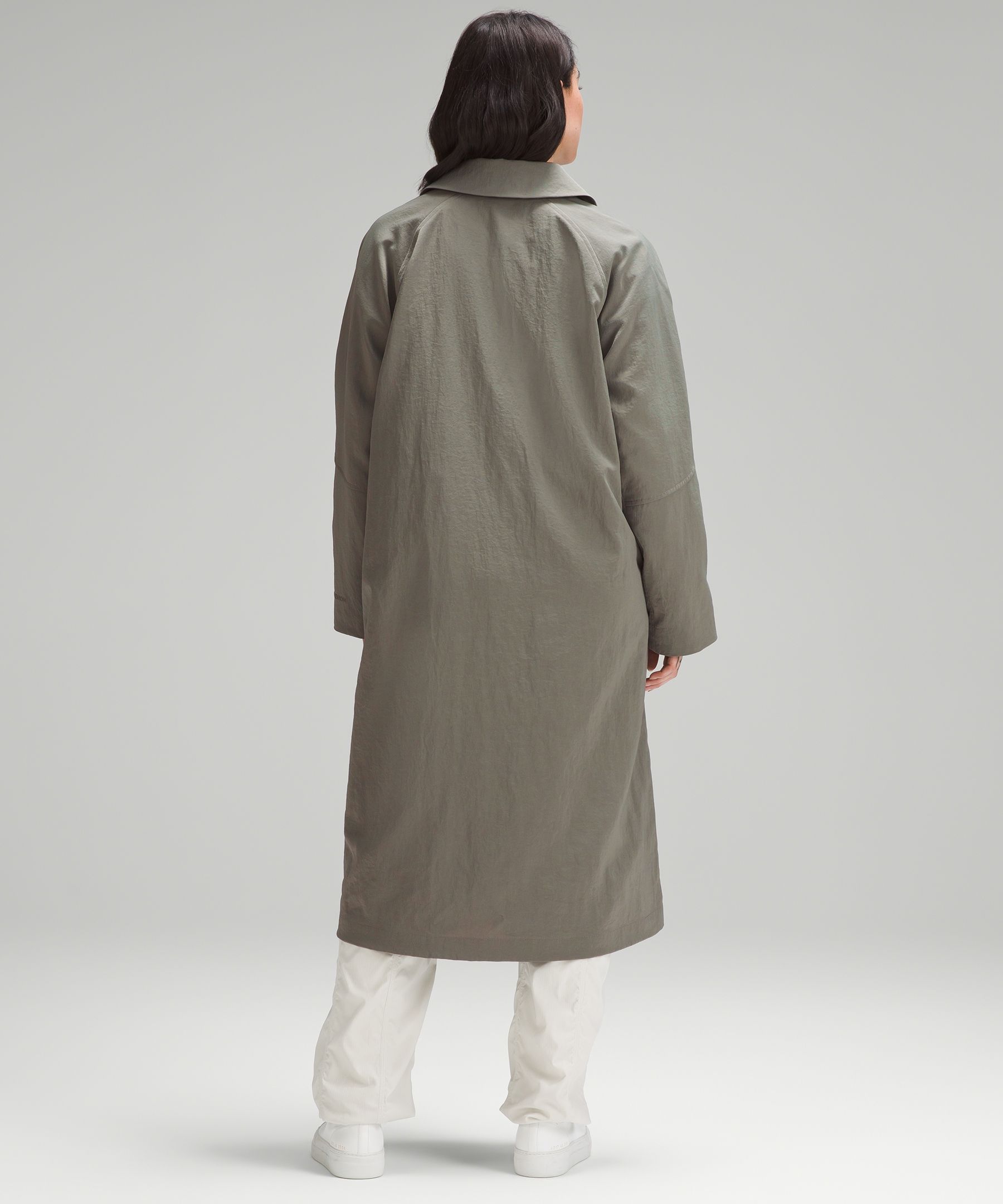 Lightweight Collared A-Line Coat Grey Sage
