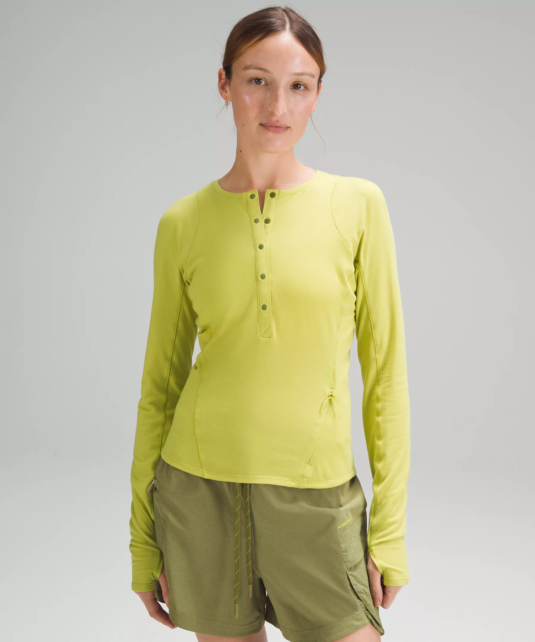 Lightweight Hiking Long Sleeve Henley Yellow Pear