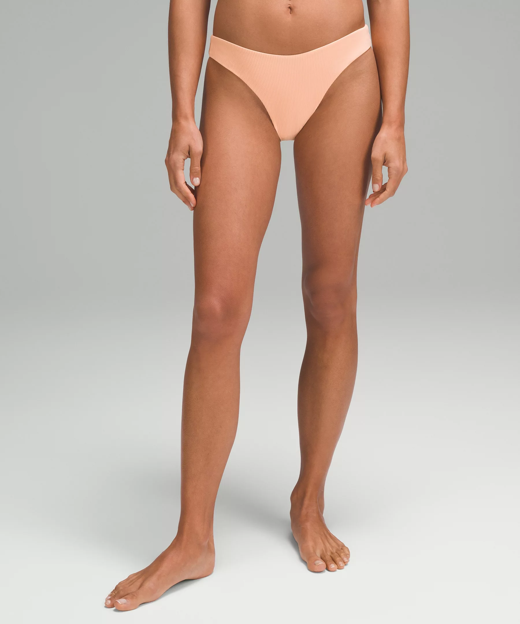 Ribbed High-Rise Skimpy-Fit Swim Bottom peach fuzz