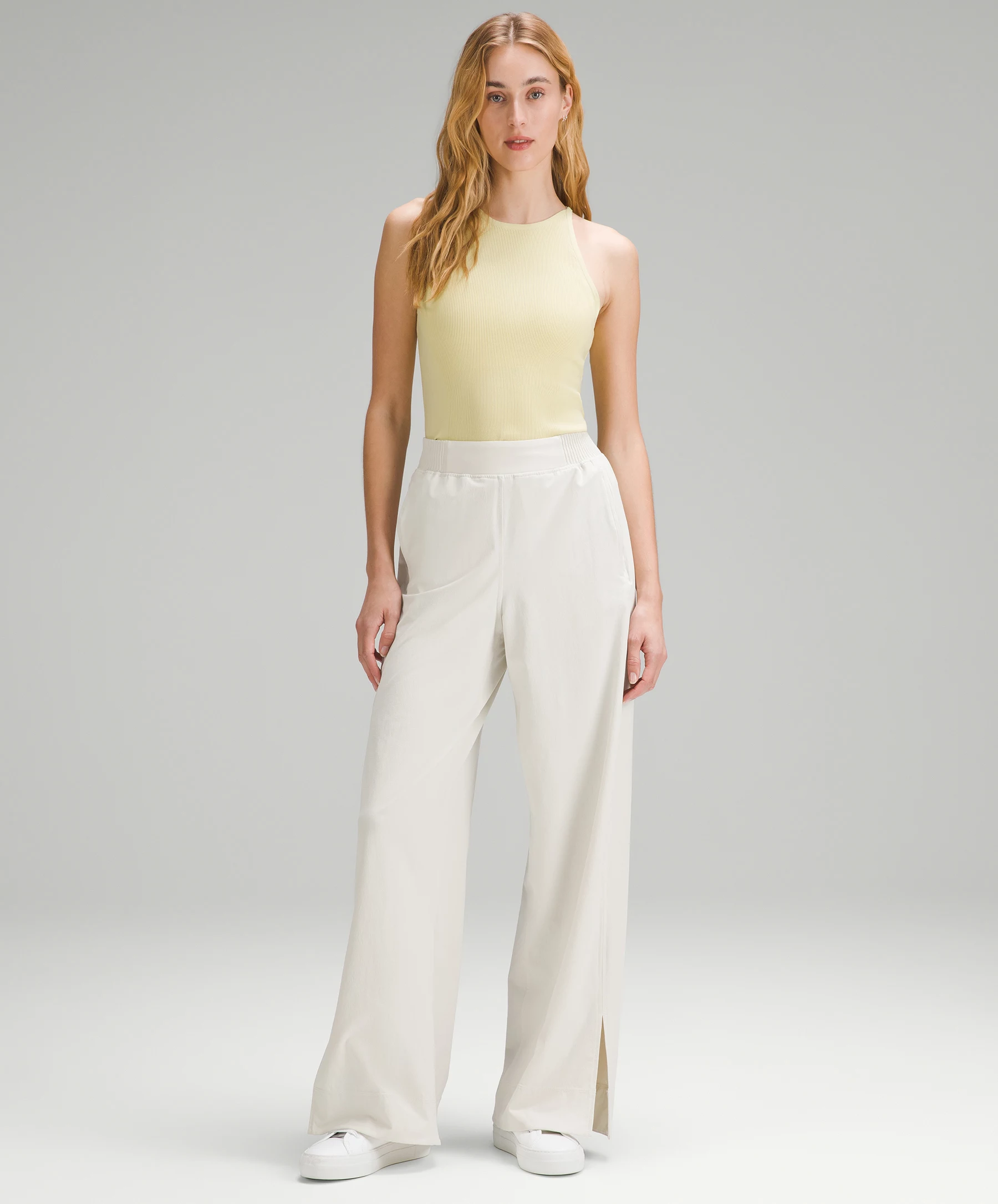 Lightweight Ribbed Knit Tank Top Finch Yellow