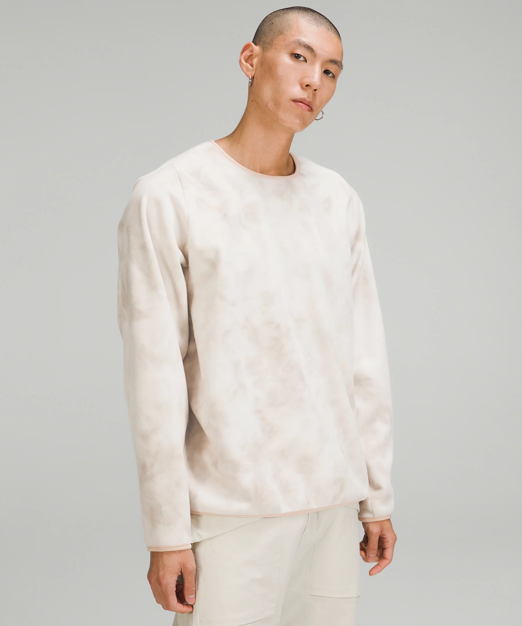 lululemon lab Fleece Crew Pullover Diamond Dye Light Ivory Cafe Au Lait