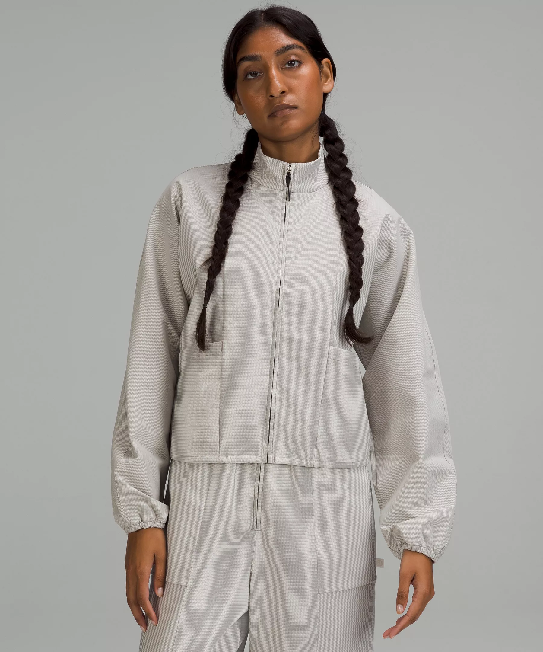 lululemon lab Woven Boxy Jacket *Online Only Nano Check Antique White Riverstone