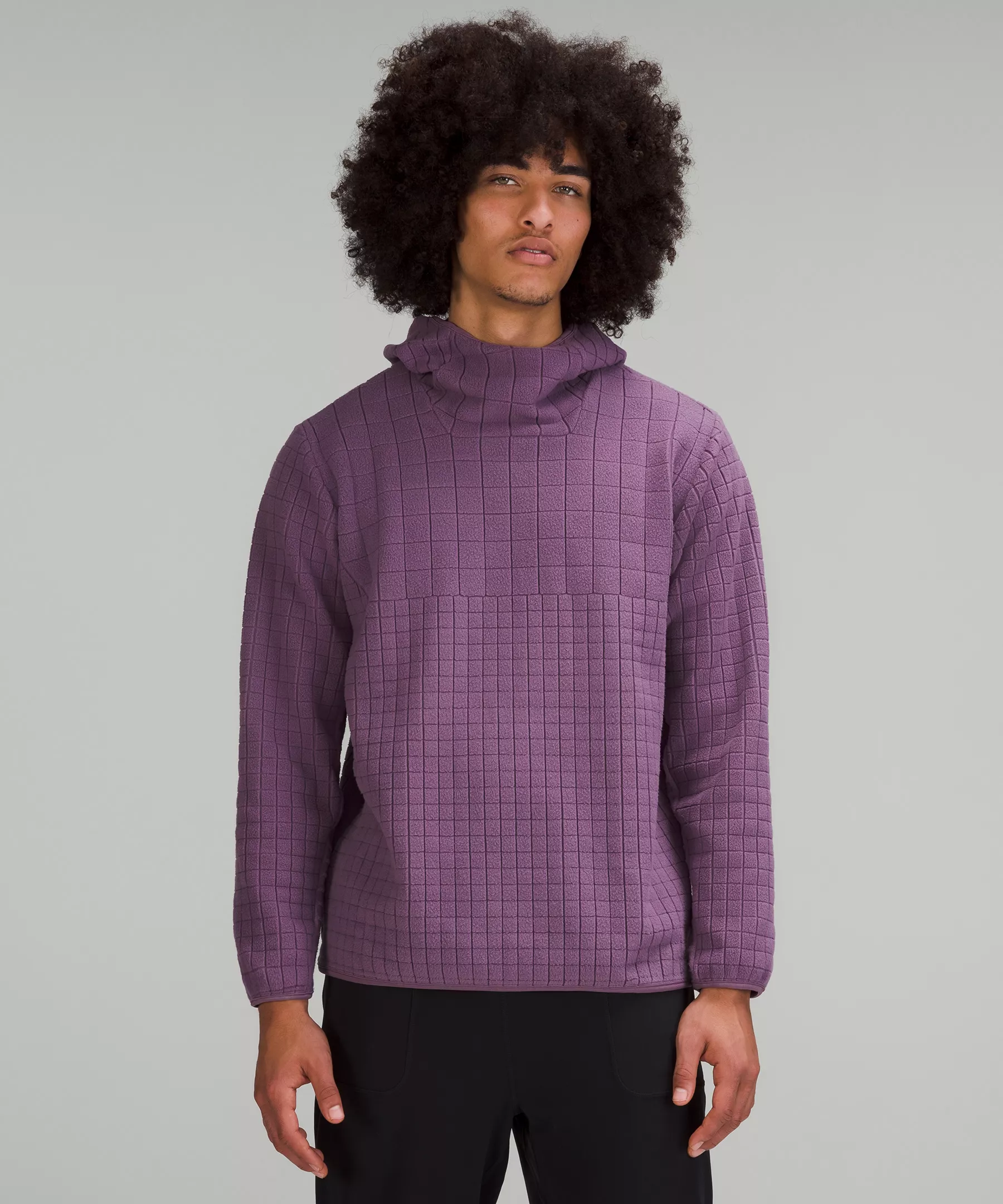 lululemon lab Textured-Grid Fleece Hoodie Engineered Sinker Jacquard Dusty Amethyst
