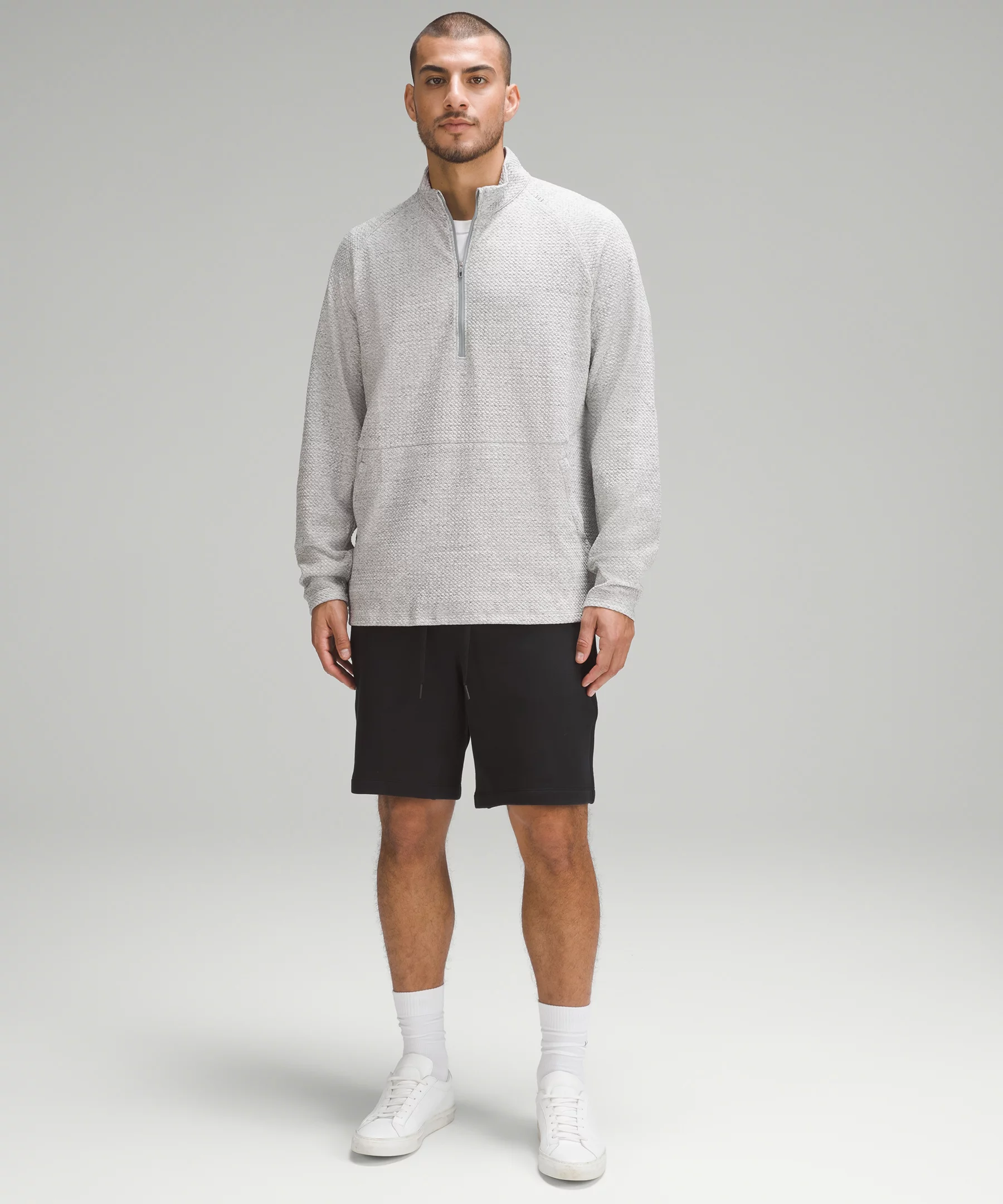 At Ease Half Zip Heathered Melody Light Grey/Black