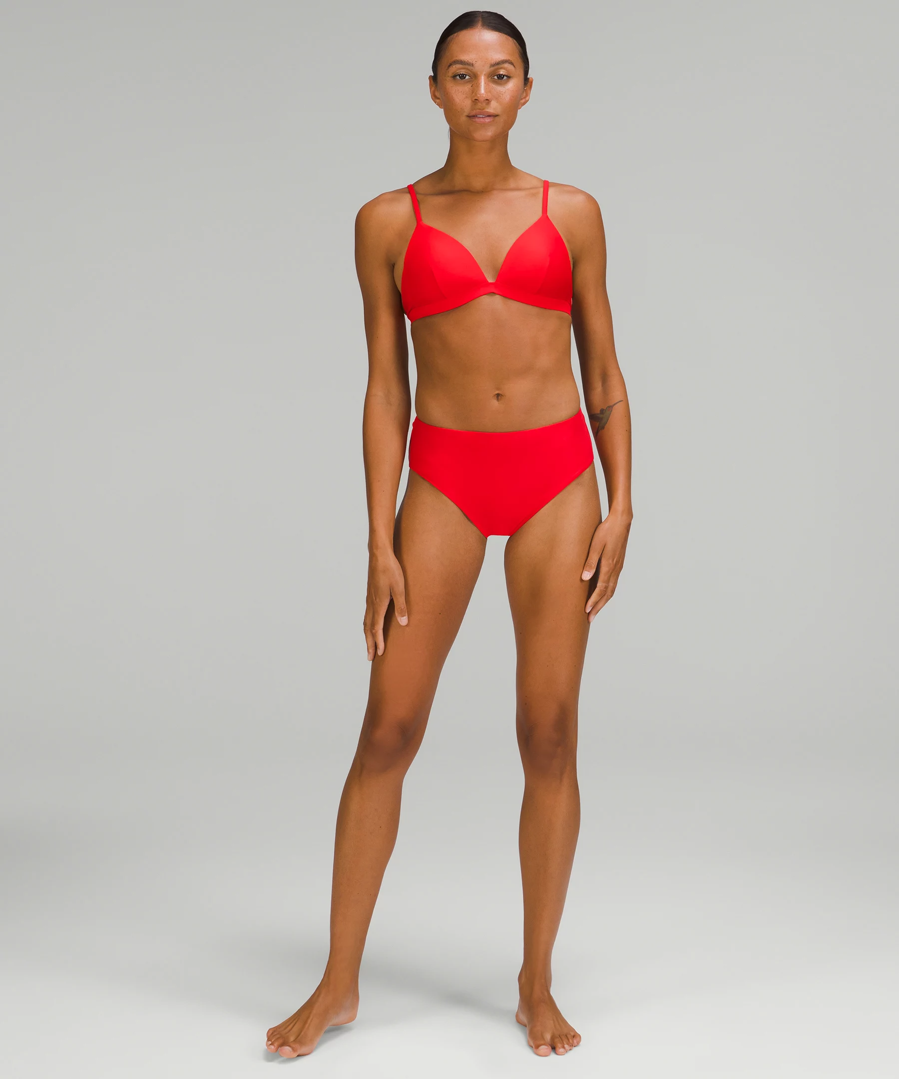 Waterside High-Cut Super-High-Rise Swim Bottom *Medium Bum Coverage true red