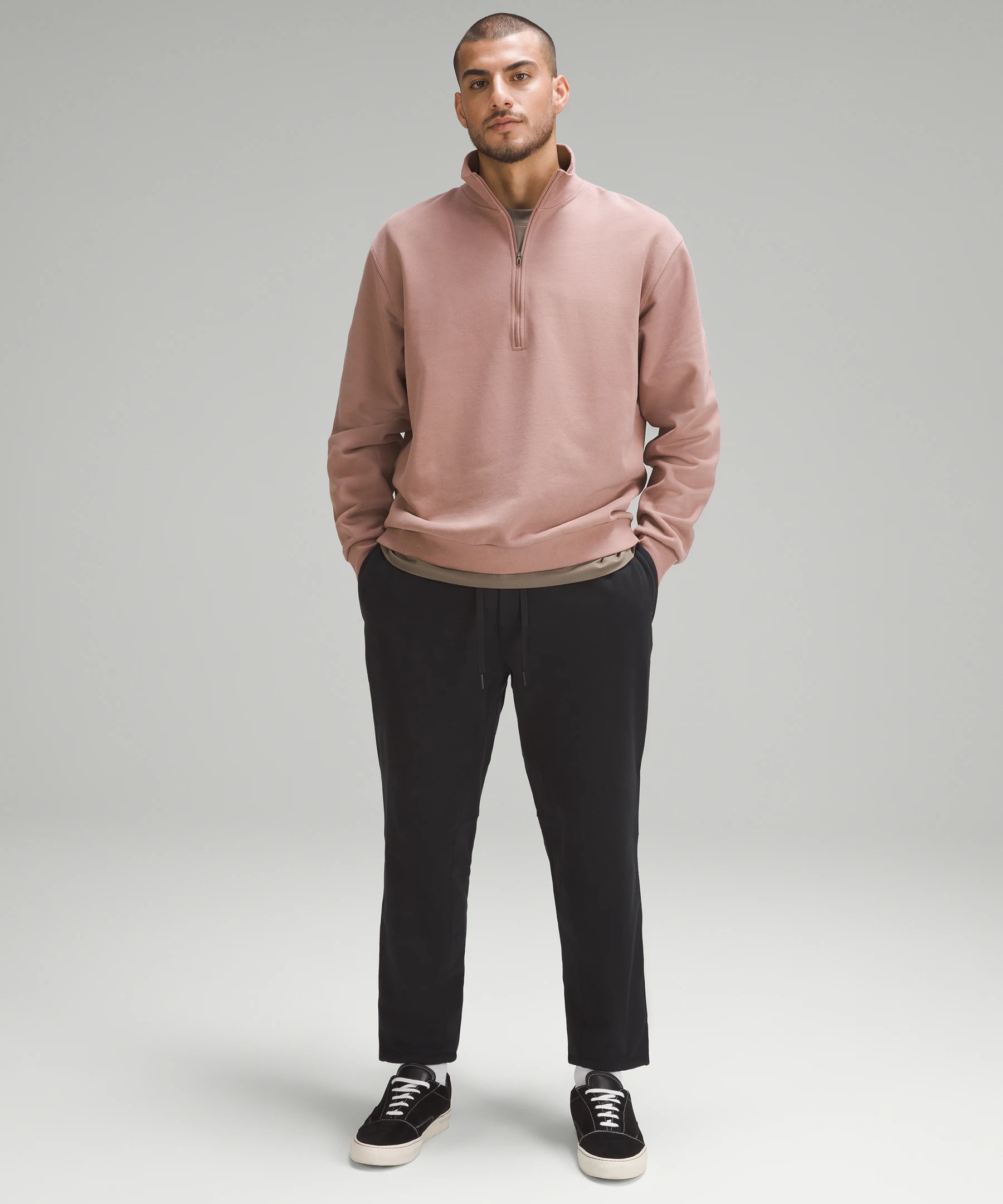 French Terry Oversized Half Zip Twilight Rose