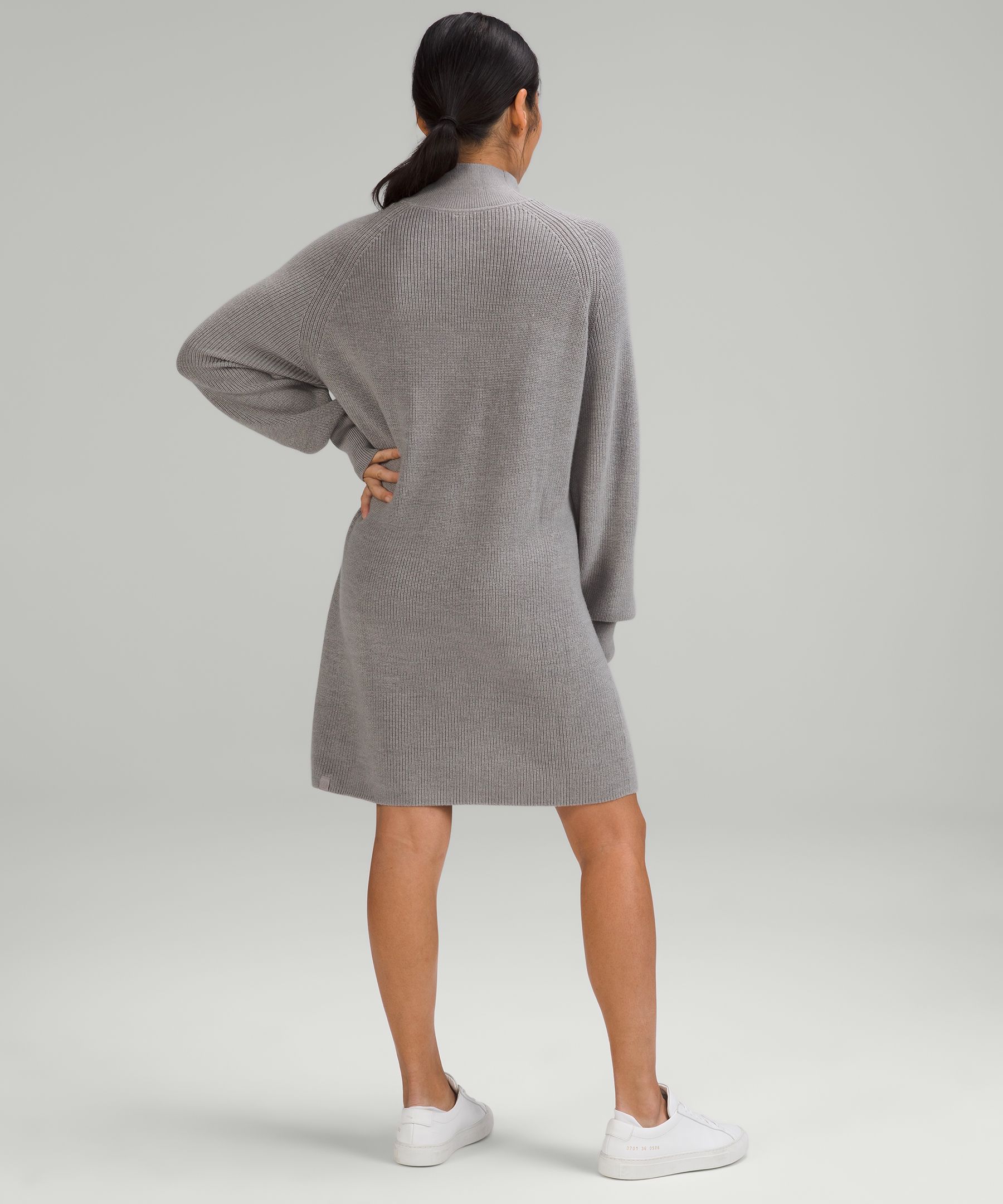 Merino Wool-Blend Knit Dress Heathered Gull Grey