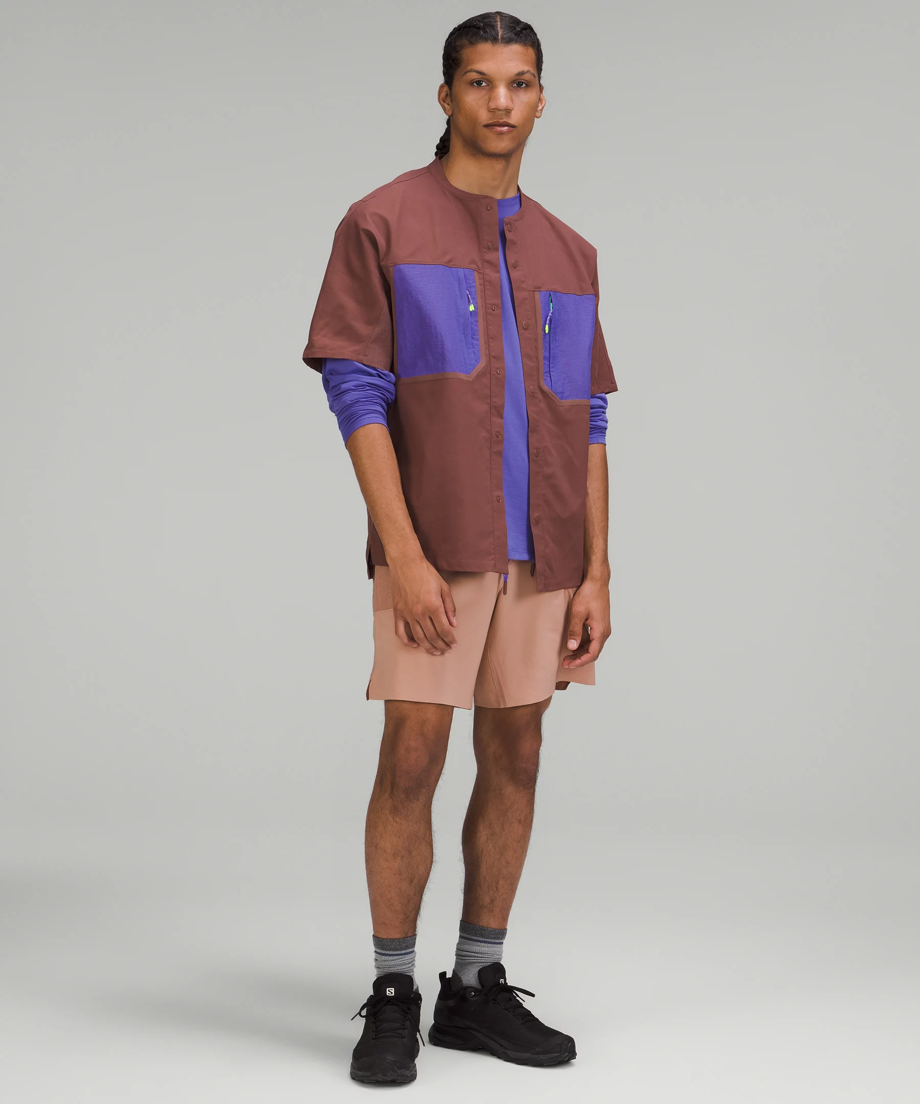 Water-Repellent Hiking Short Sleeve Shirt Dark Oxide