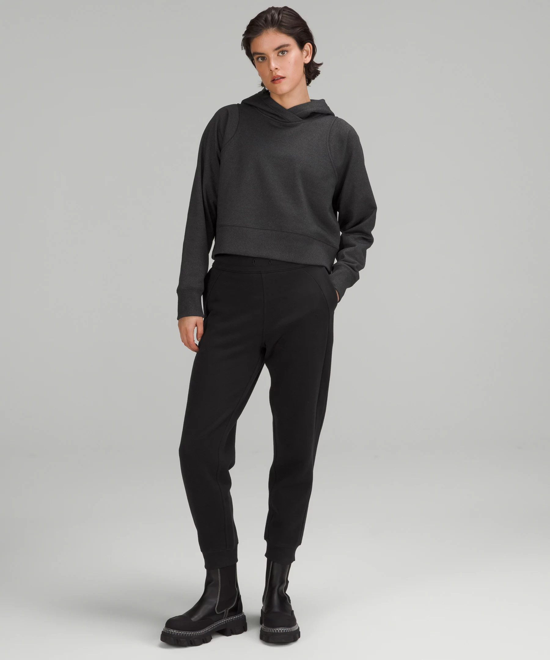 Loungeful Cropped Hoodie *Sparkle black/black