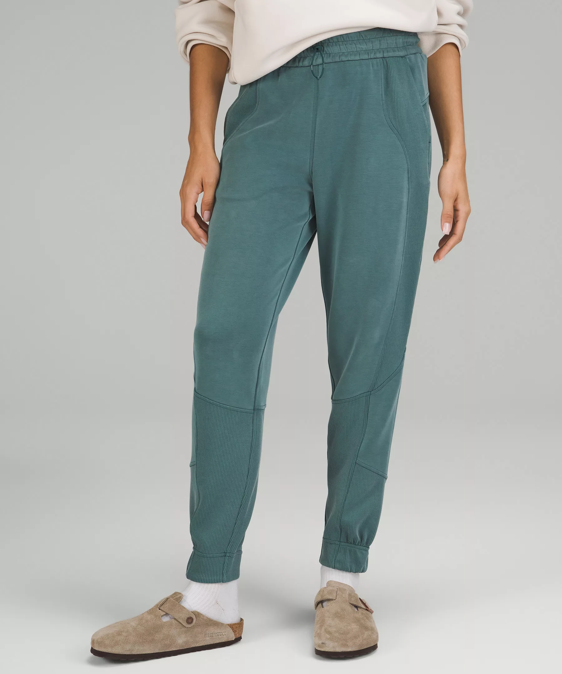 Brushed Softstreme Ribbed High-Rise Jogger Green Jasper
