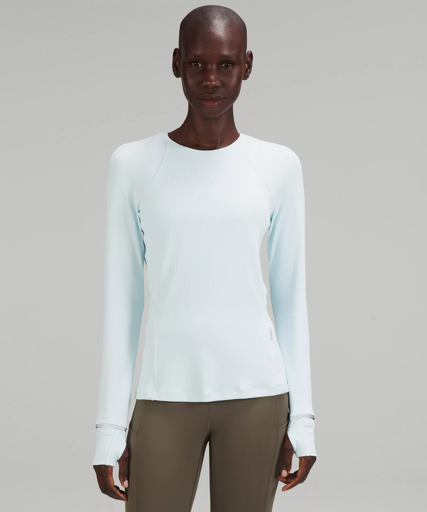 It's Rulu Run Ribbed Long Sleeve Shirt Powder Blue