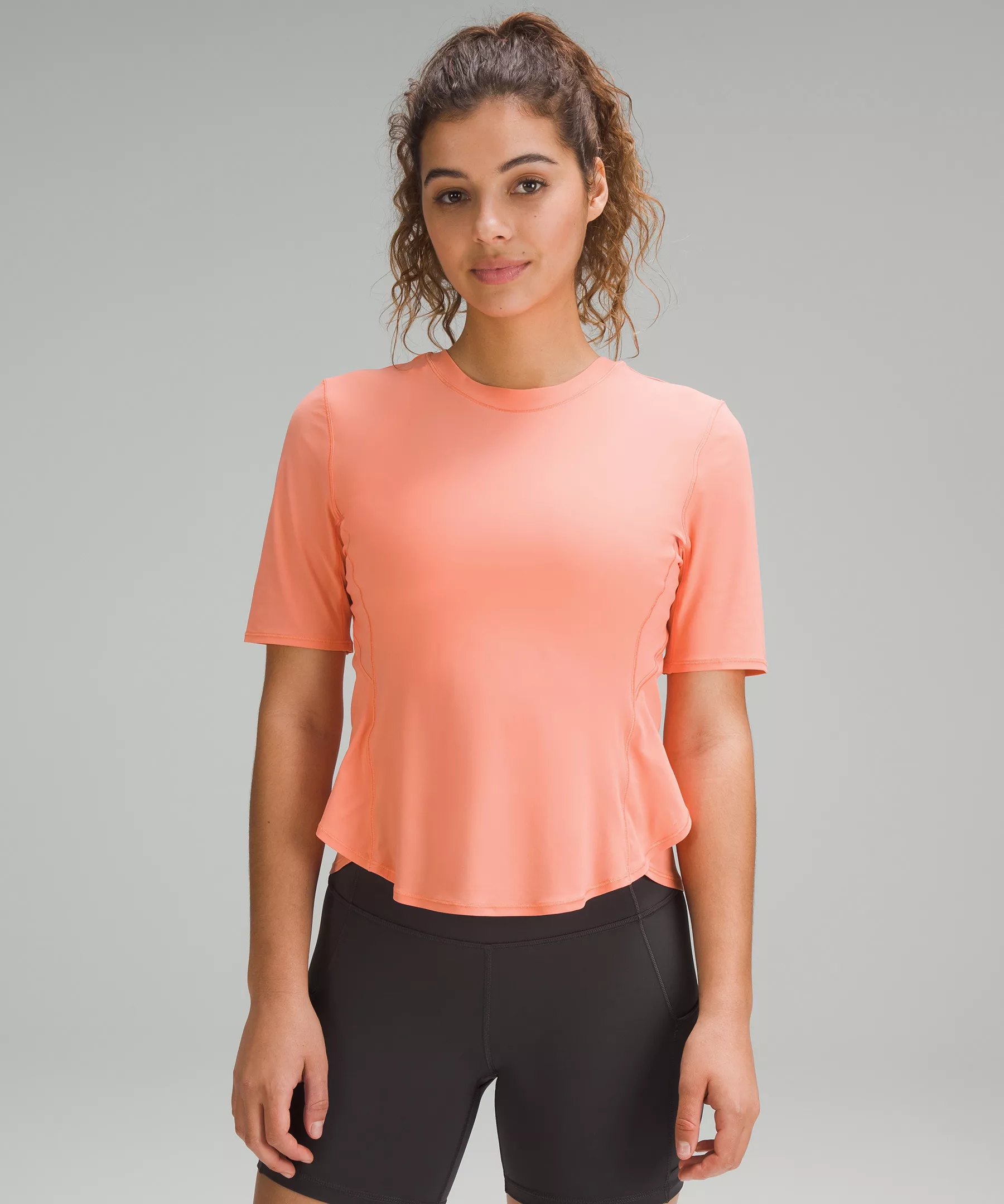 UV Protection Fold-Over Running T-Shirt sunny coral