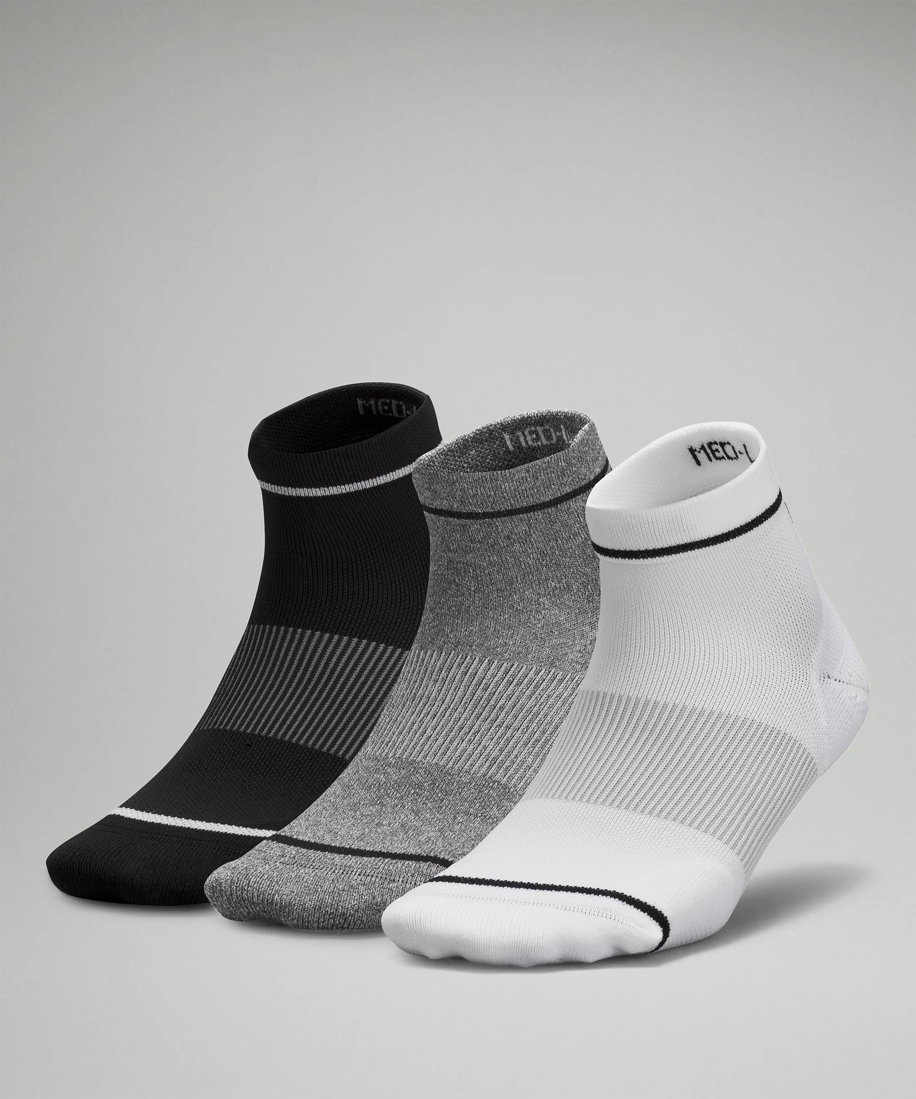 Women's Power Stride Ankle Sock Stripe *3 Pack White/Heather Grey/Black