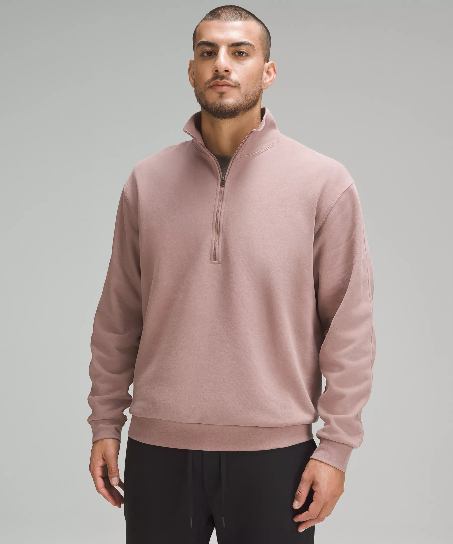 French Terry Oversized Half Zip Twilight Rose