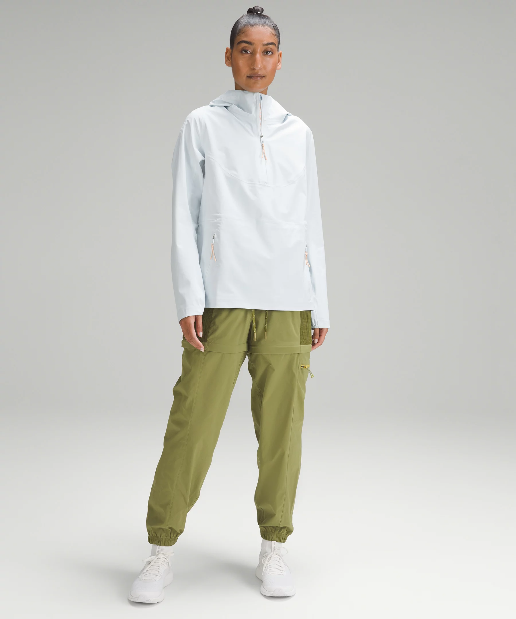 Stretch Waterproof Hiking Half-Zip Pullover Powder Blue