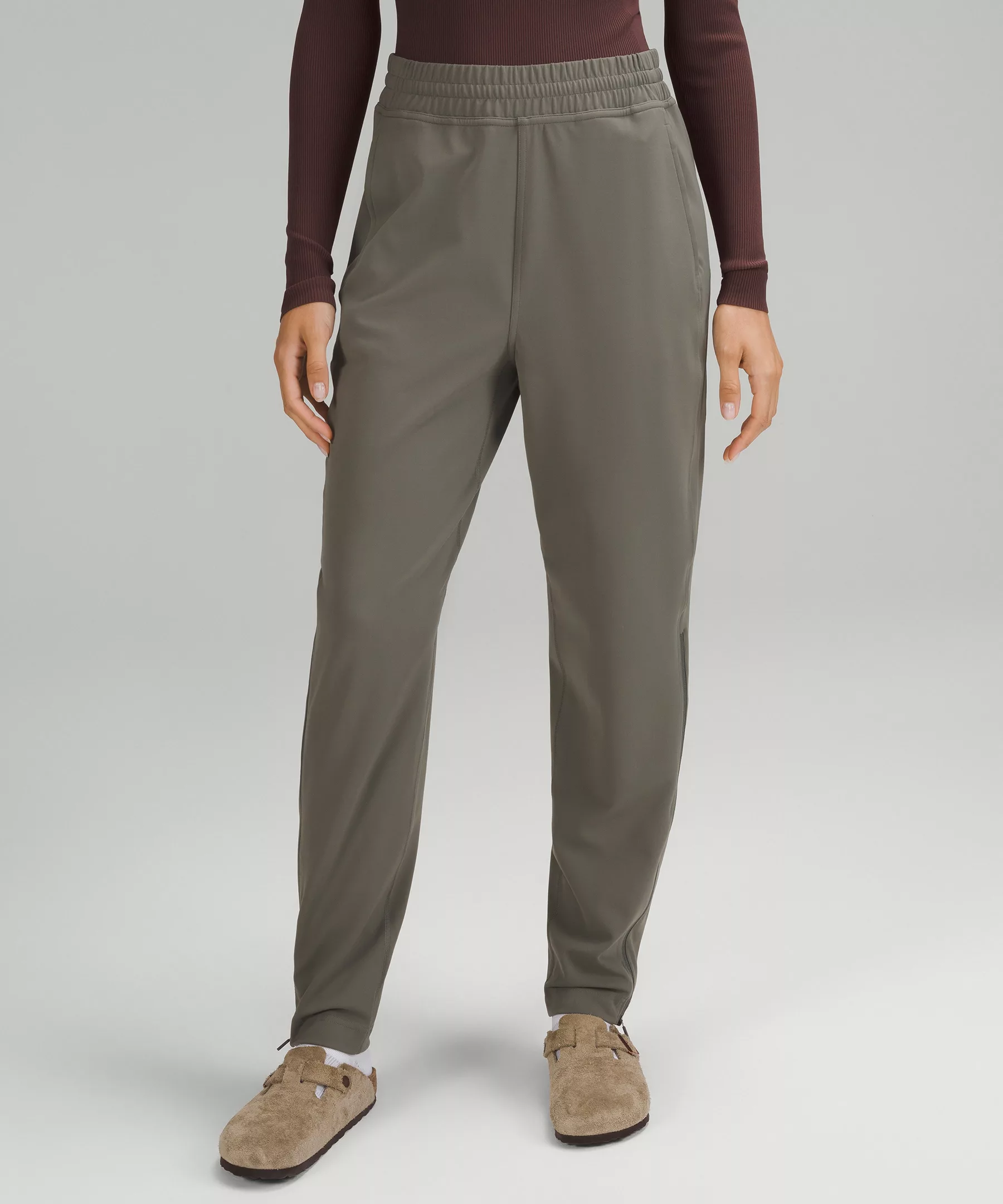 Everlux High-Rise Zip-Leg Track Pant *Full Length Grey Sage