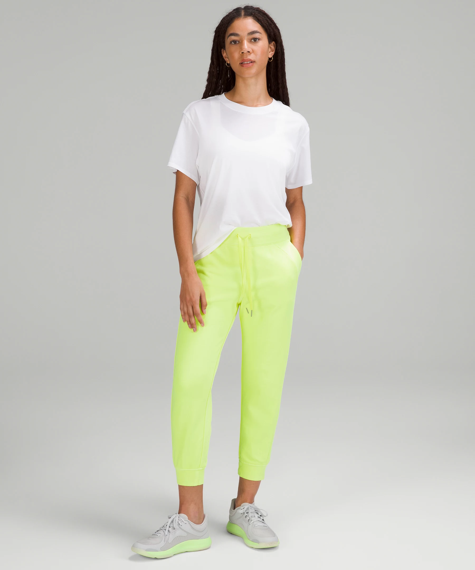 Scuba High-Rise Cropped Jogger Neon Garment Dye Solid Highlight Yellow