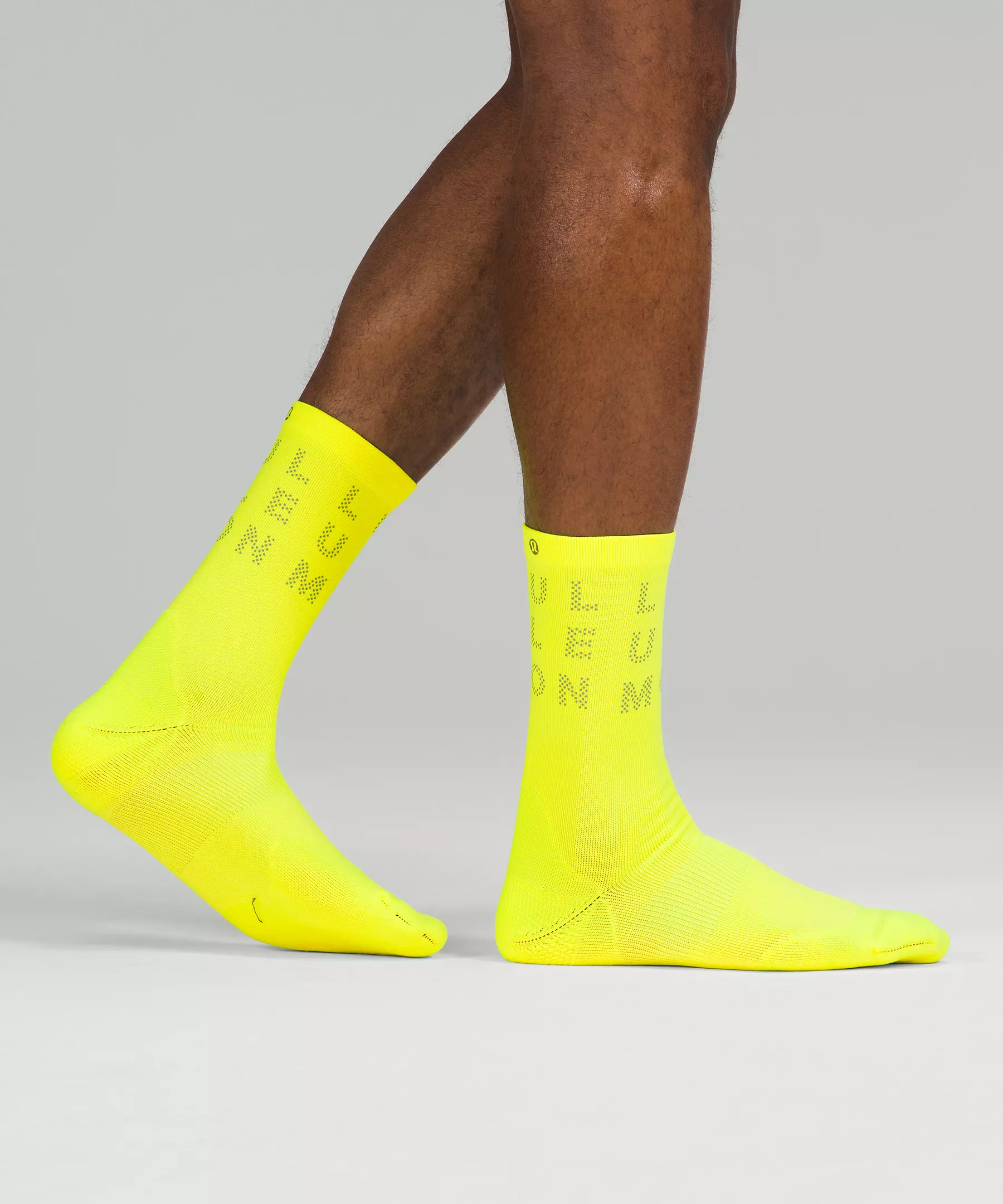 Men's Power Stride Crew Sock *Reflective Highlight Yellow