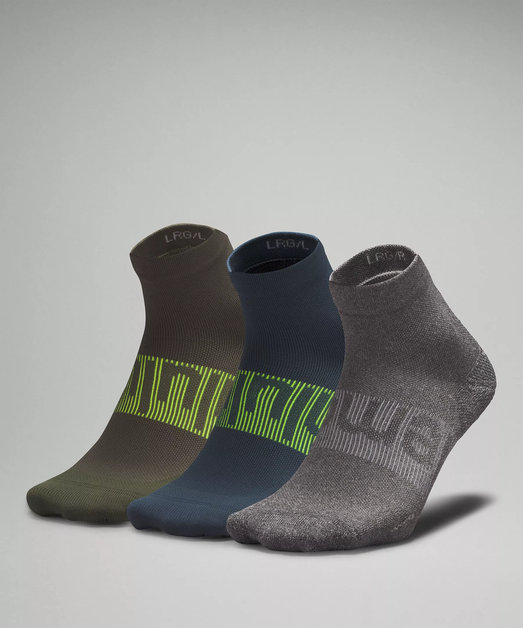 Men's Power Stride Ankle Sock *3 Pack Heather Grey/Iron Blue/Medium Olive