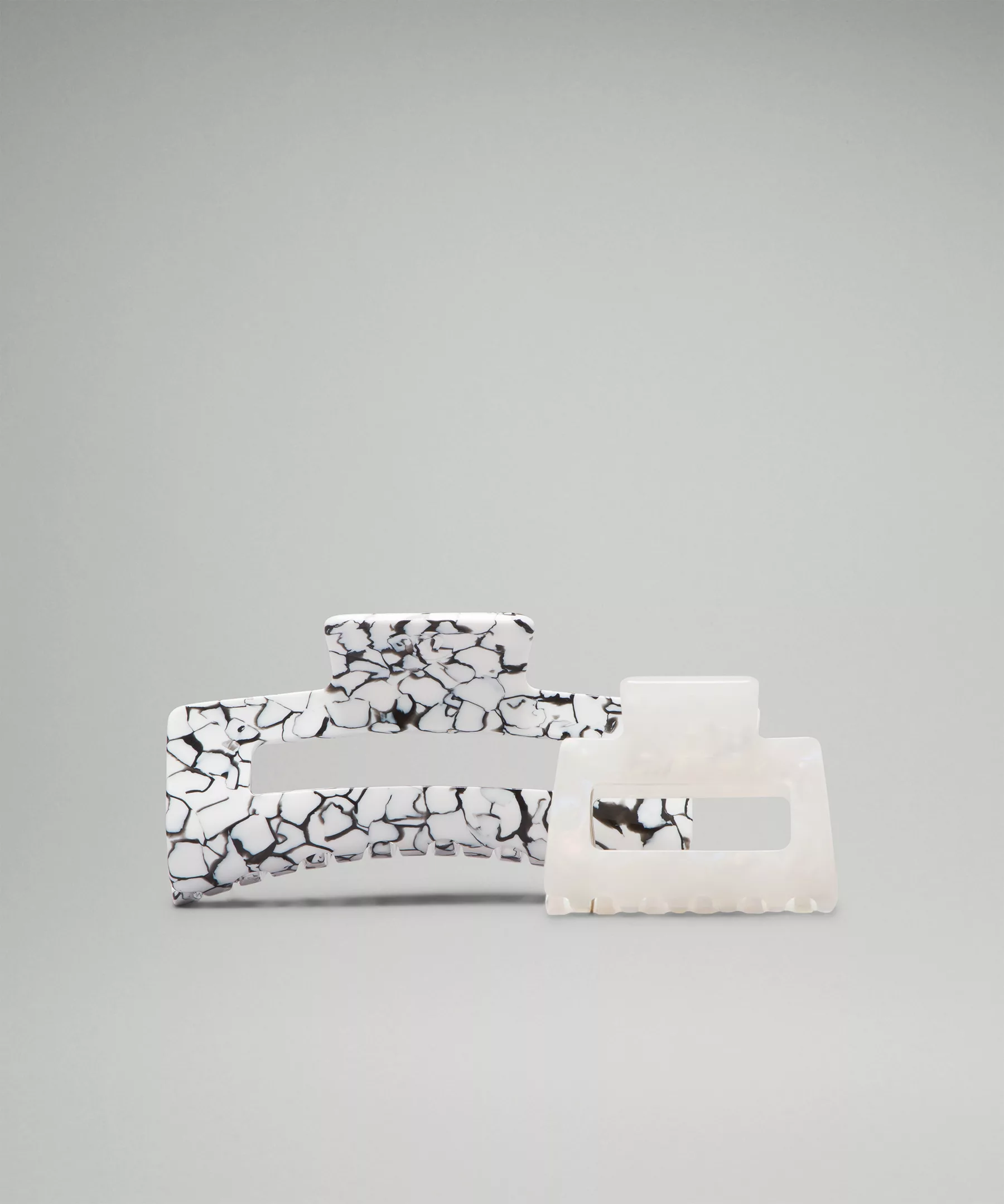 Extra Large + Medium Claw Hair Clips *2 Pack Antique White/Black/White Opal/Silverstone