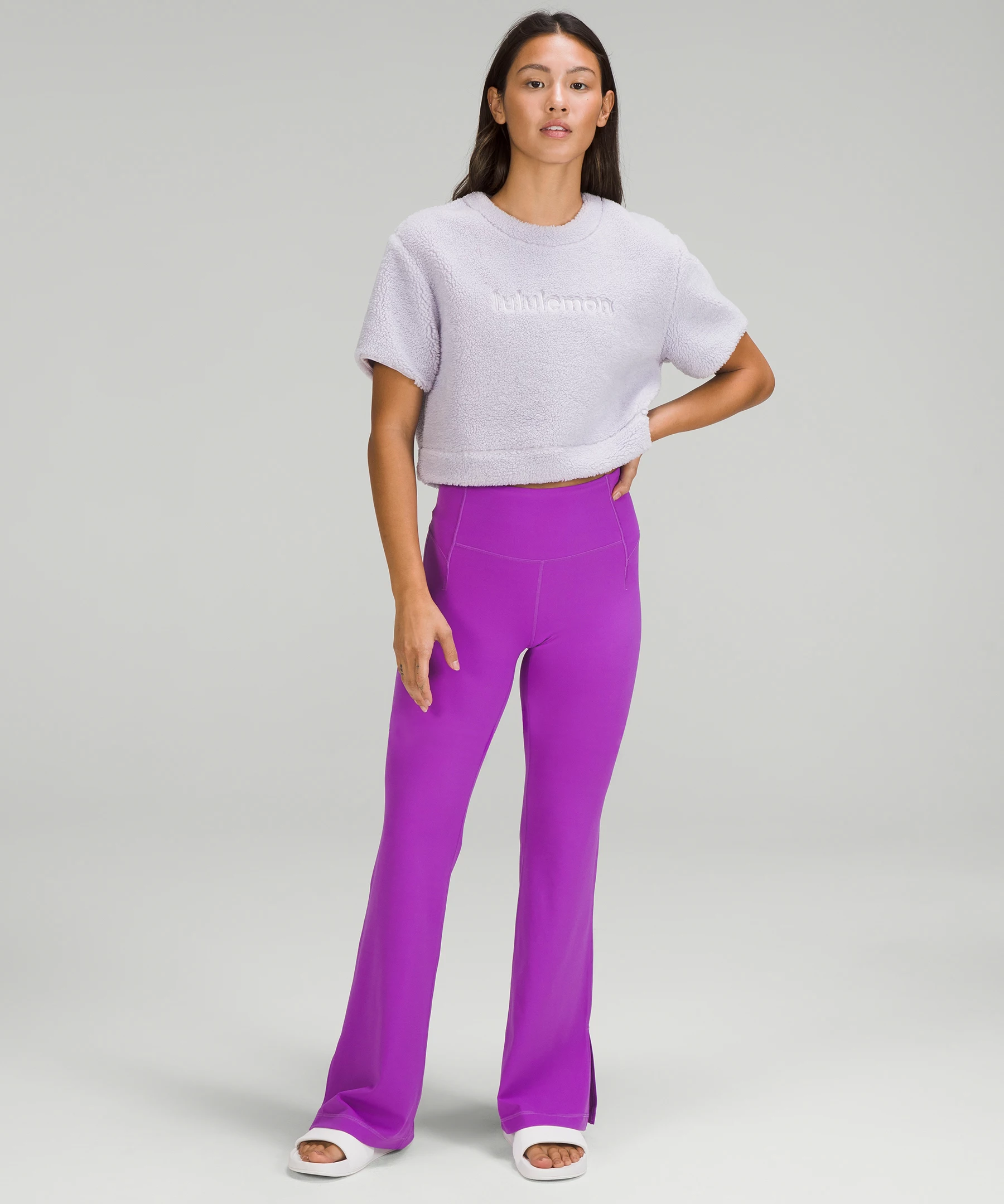 Textured Fleece Embroidered Logo T-Shirt Faint Lavender