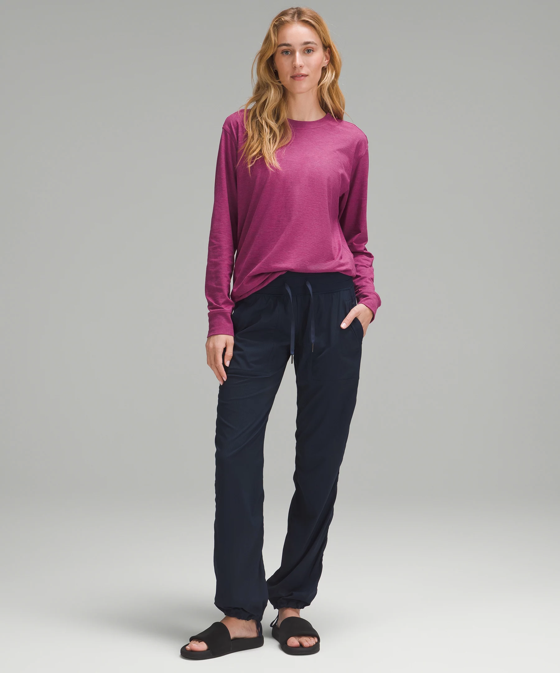 All Yours Cotton Long-Sleeve Shirt *Online Only Heathered Magenta Purple