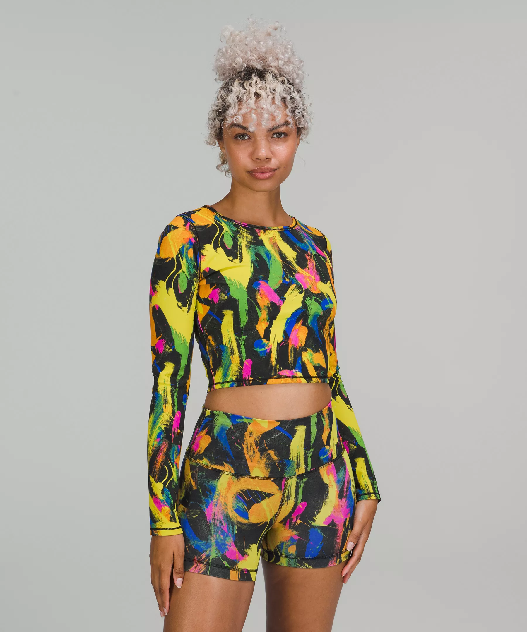 Wunder Train Cropped Long Sleeve Shirt Undertone Black Multi