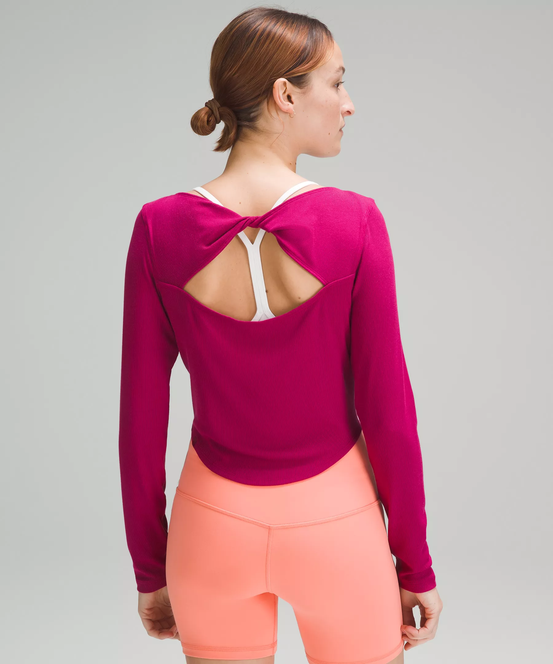 Modal Silk Twist-Back Yoga Long-Sleeve Shirt Wild Berry