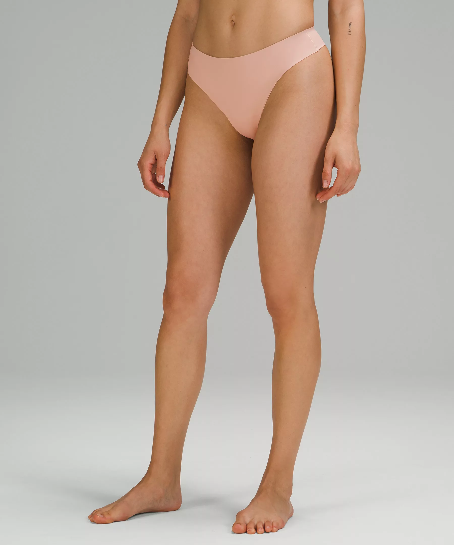 InvisiWear Mid-Rise Thong Underwear Misty Shell