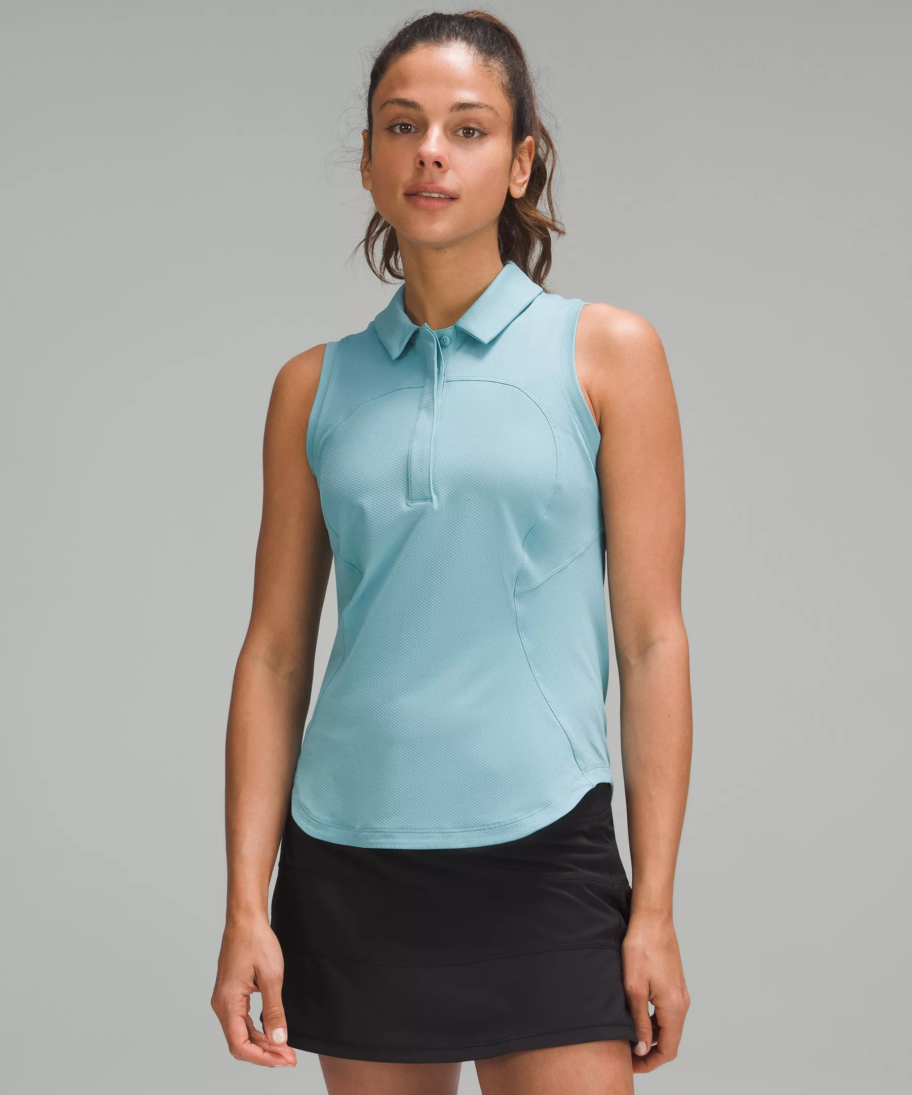 Quick-Dry Sleeveless Polo Shirt Tidal Teal