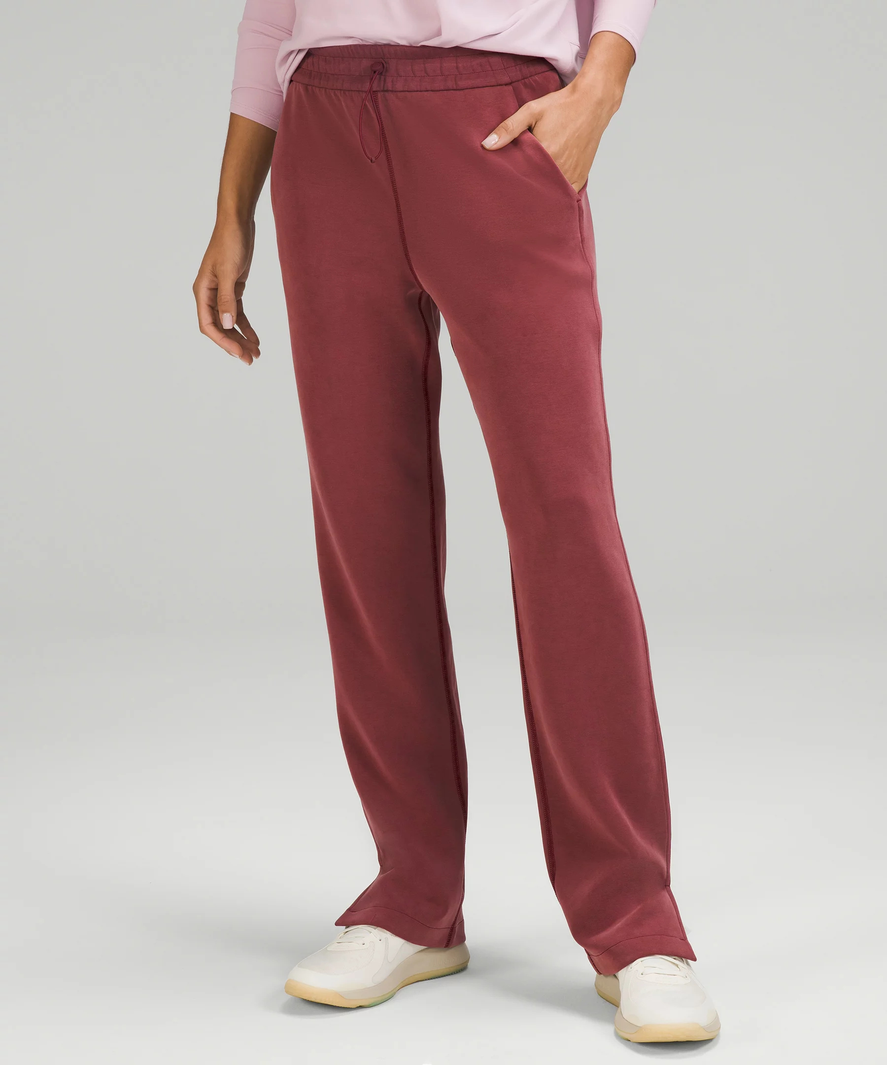 Brushed Softstreme Split-Hem High-Rise Pant Red Merlot