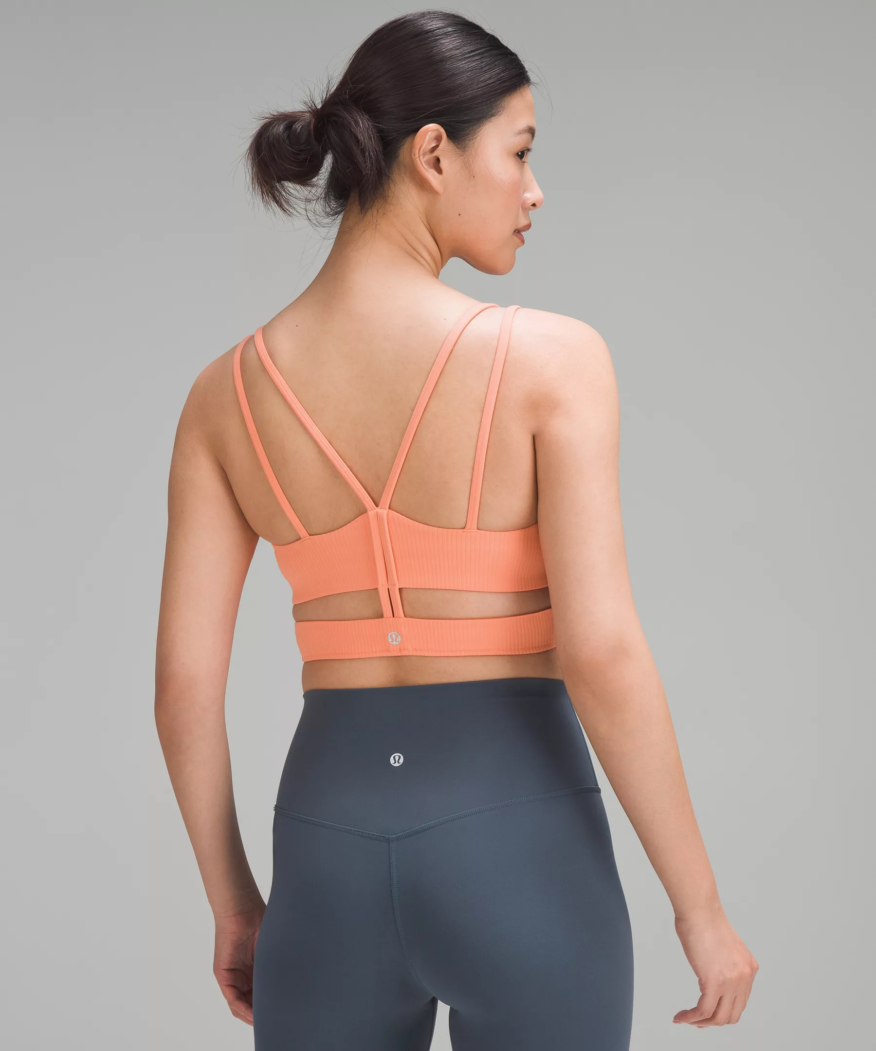 Ribbed Nulu Strappy Yoga Bra *Light Support, A/B Cup sunny coral