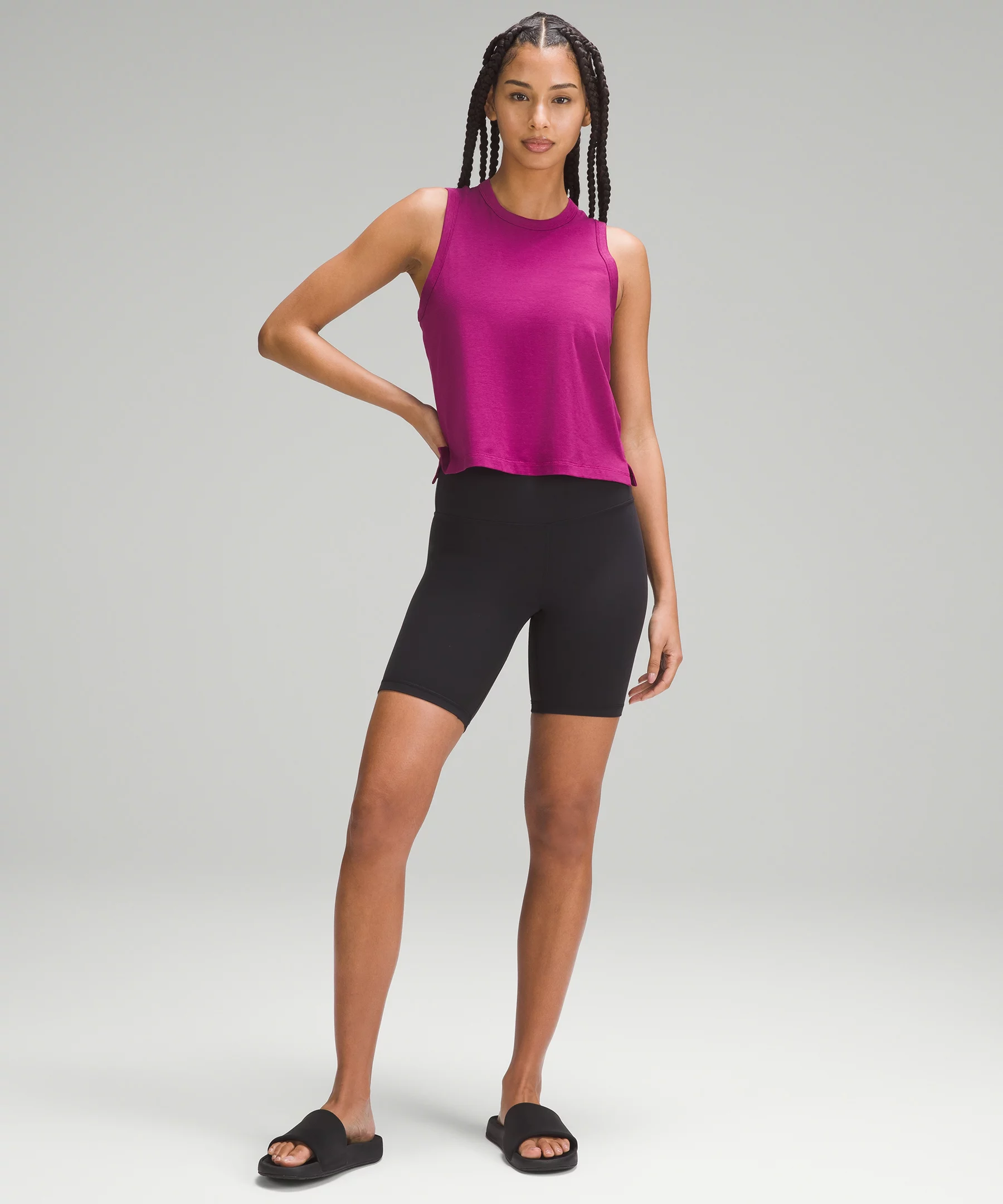 Classic-Fit Cotton-Blend Tank Top Magenta Purple