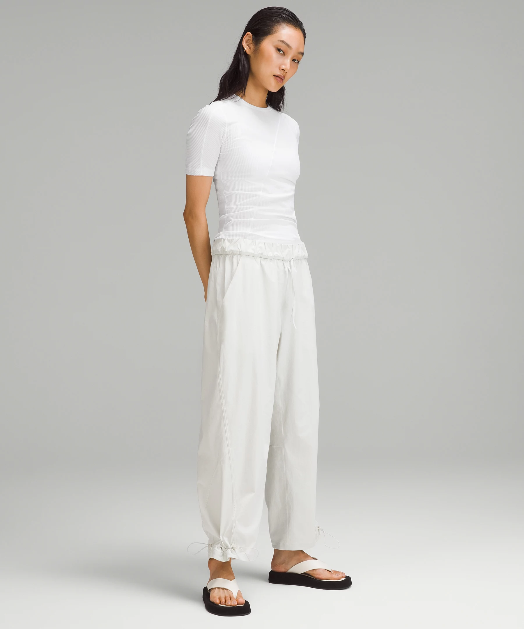 Asymmetrical Ribbed Cotton T-Shirt White