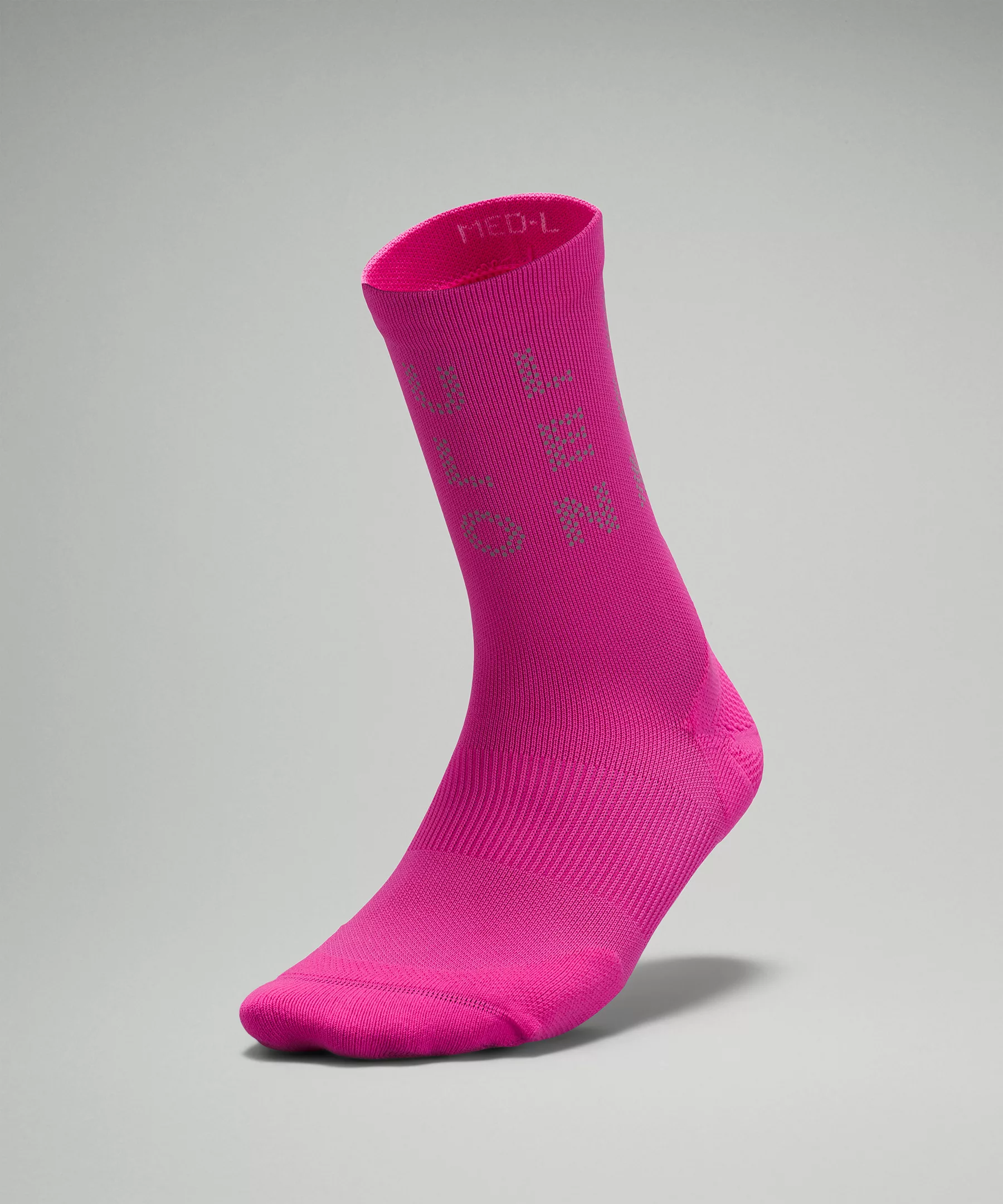 Women's Power Stride Crew Sock *Reflective Sonic Pink