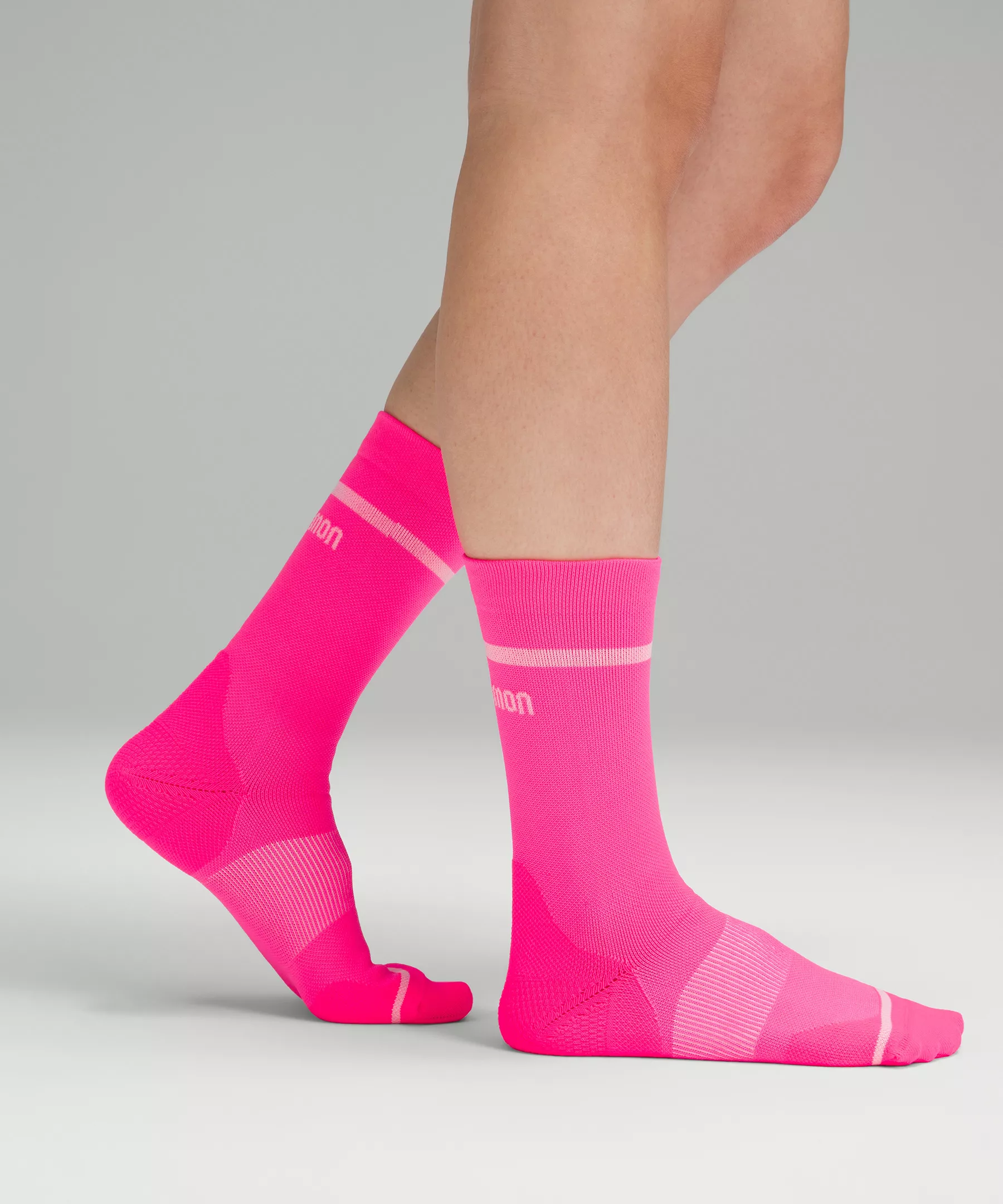Women's Power Stride Crew Sock *3 Pack Highlight Pink/Highlight Yellow/Orange Frappe
