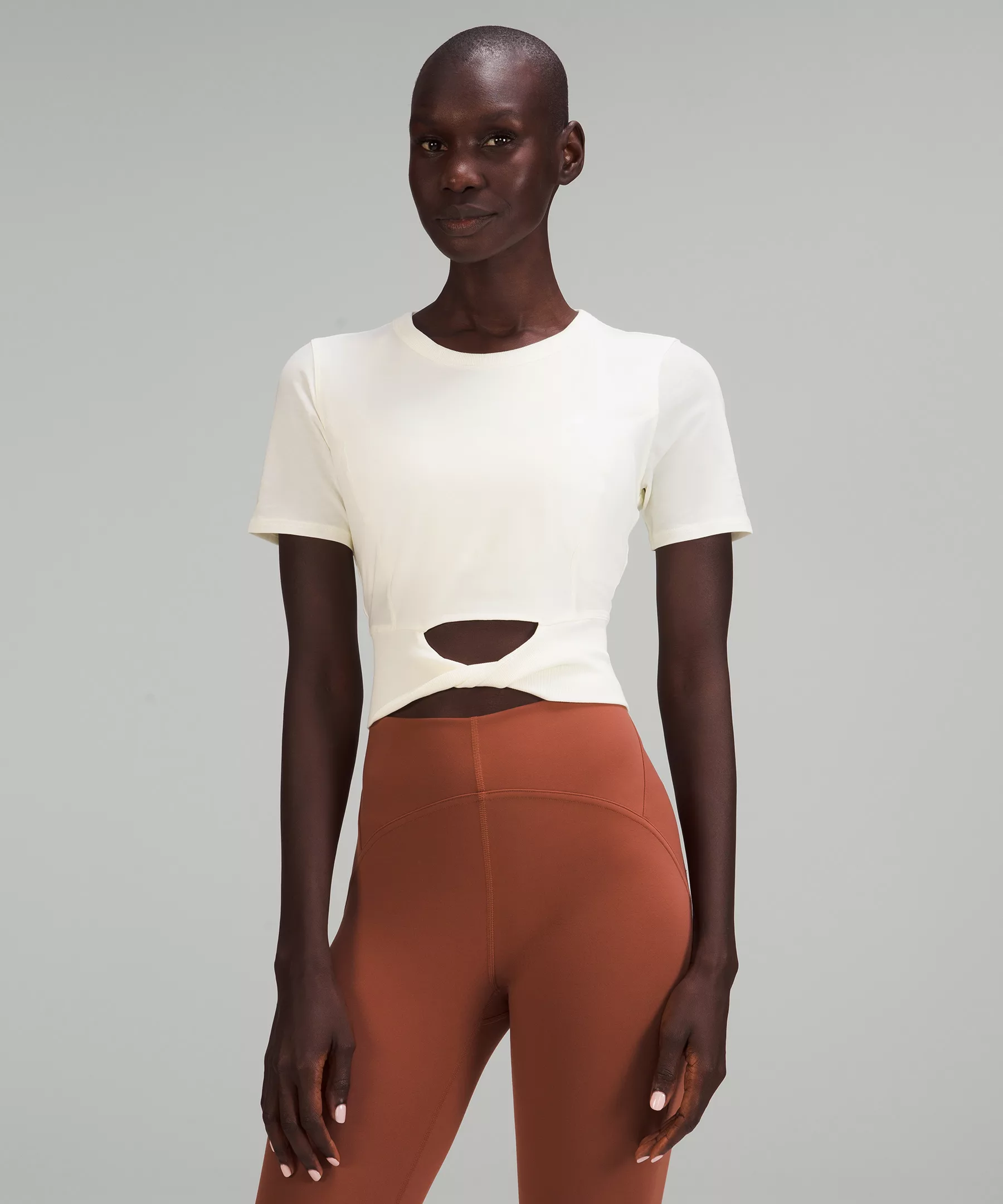 Cropped Cotton Ribbed-Band T-Shirt  Lemon Sorbet