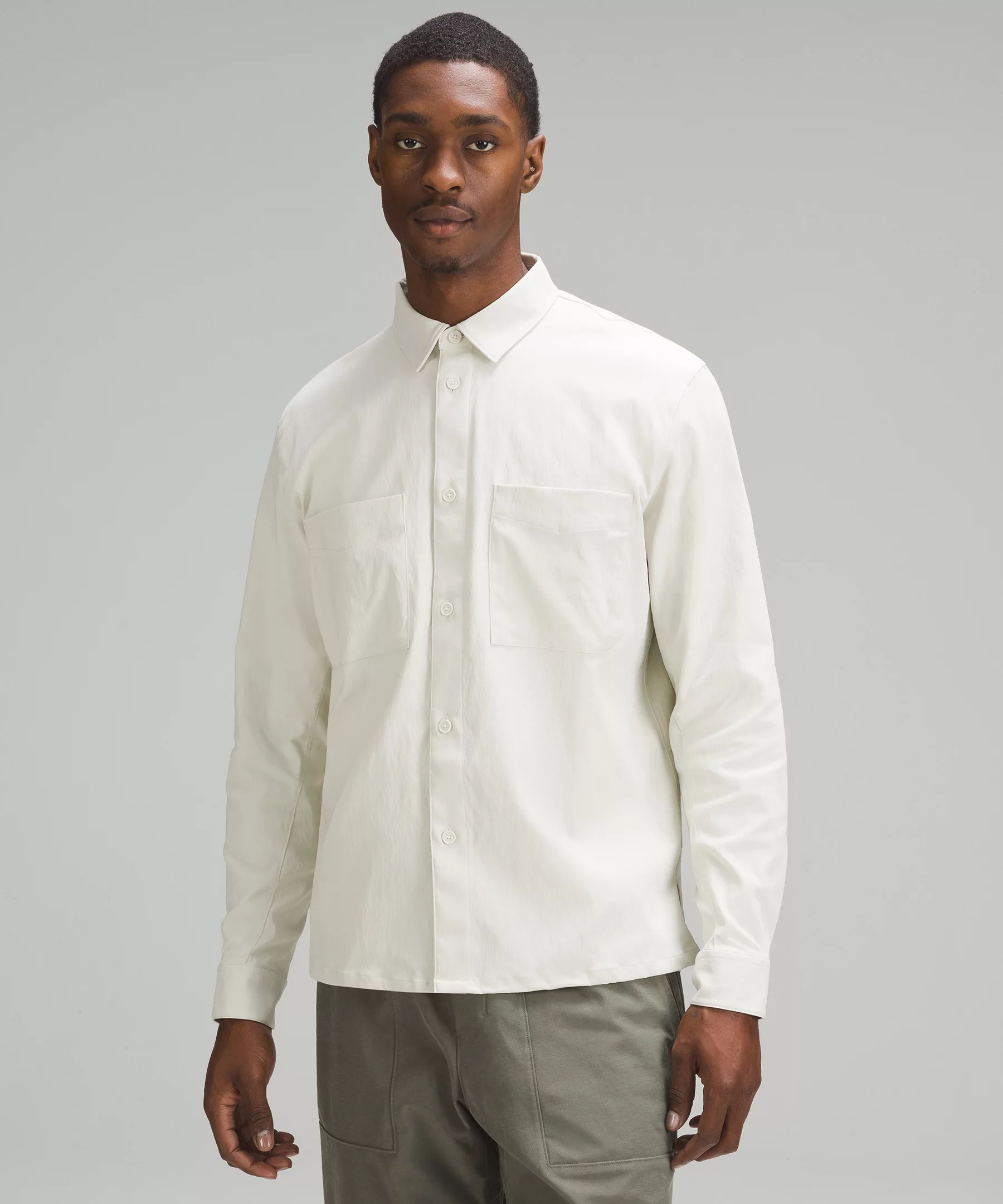 Relaxed-Fit Long-Sleeve Button-Up Shirt bone