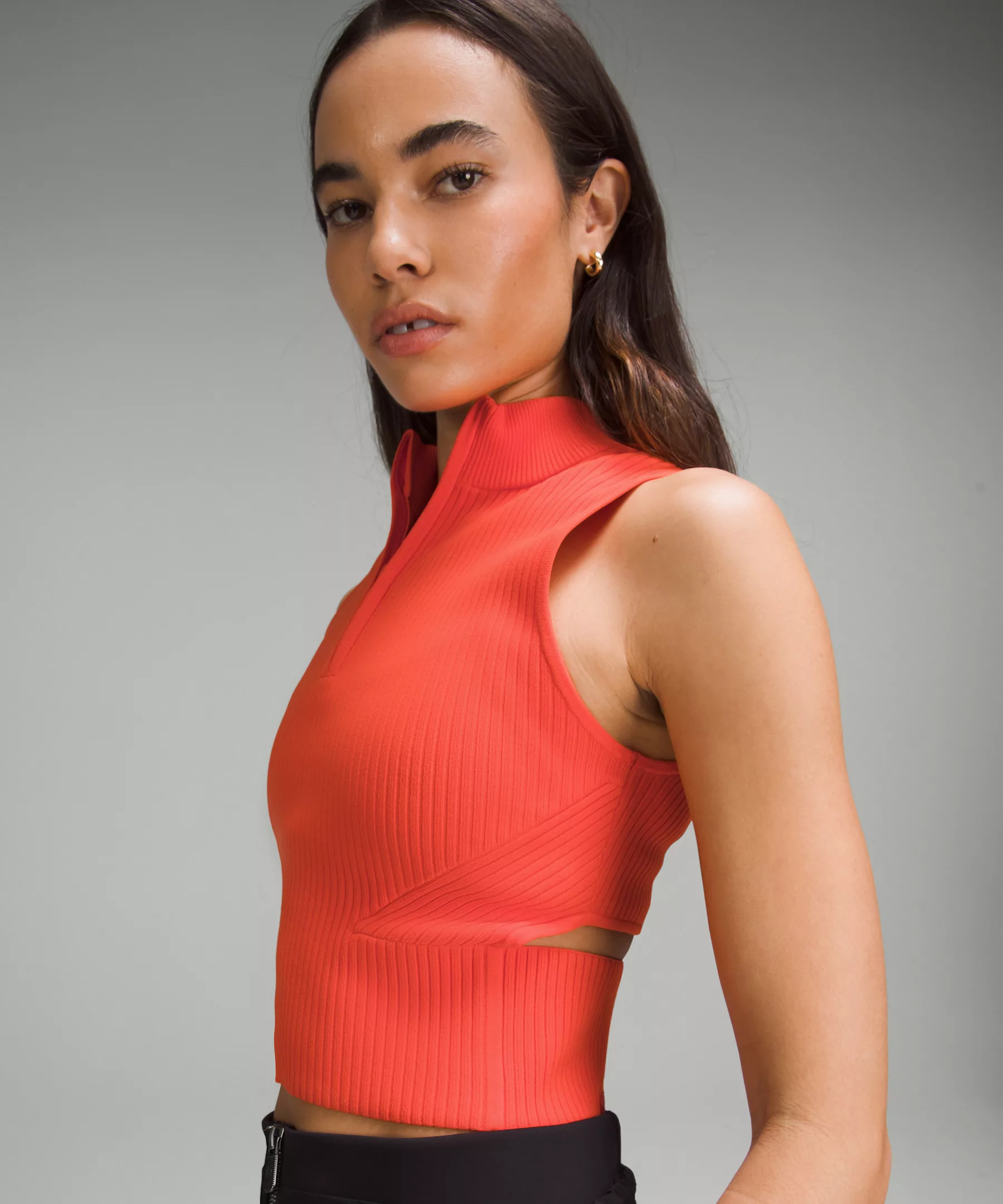 Open Back Half-Zip Sweater Solar Orange