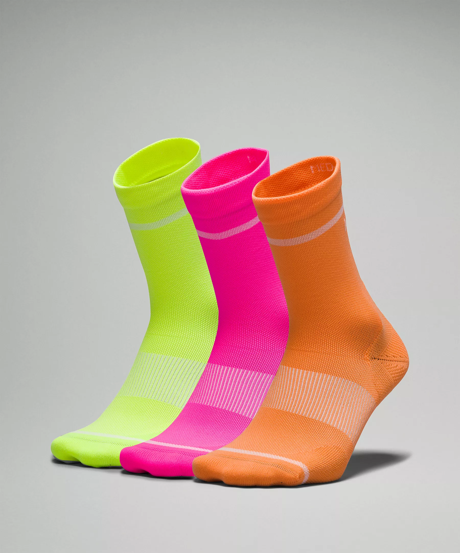 Women's Power Stride Crew Sock *3 Pack Highlight Pink/Highlight Yellow/Orange Frappe