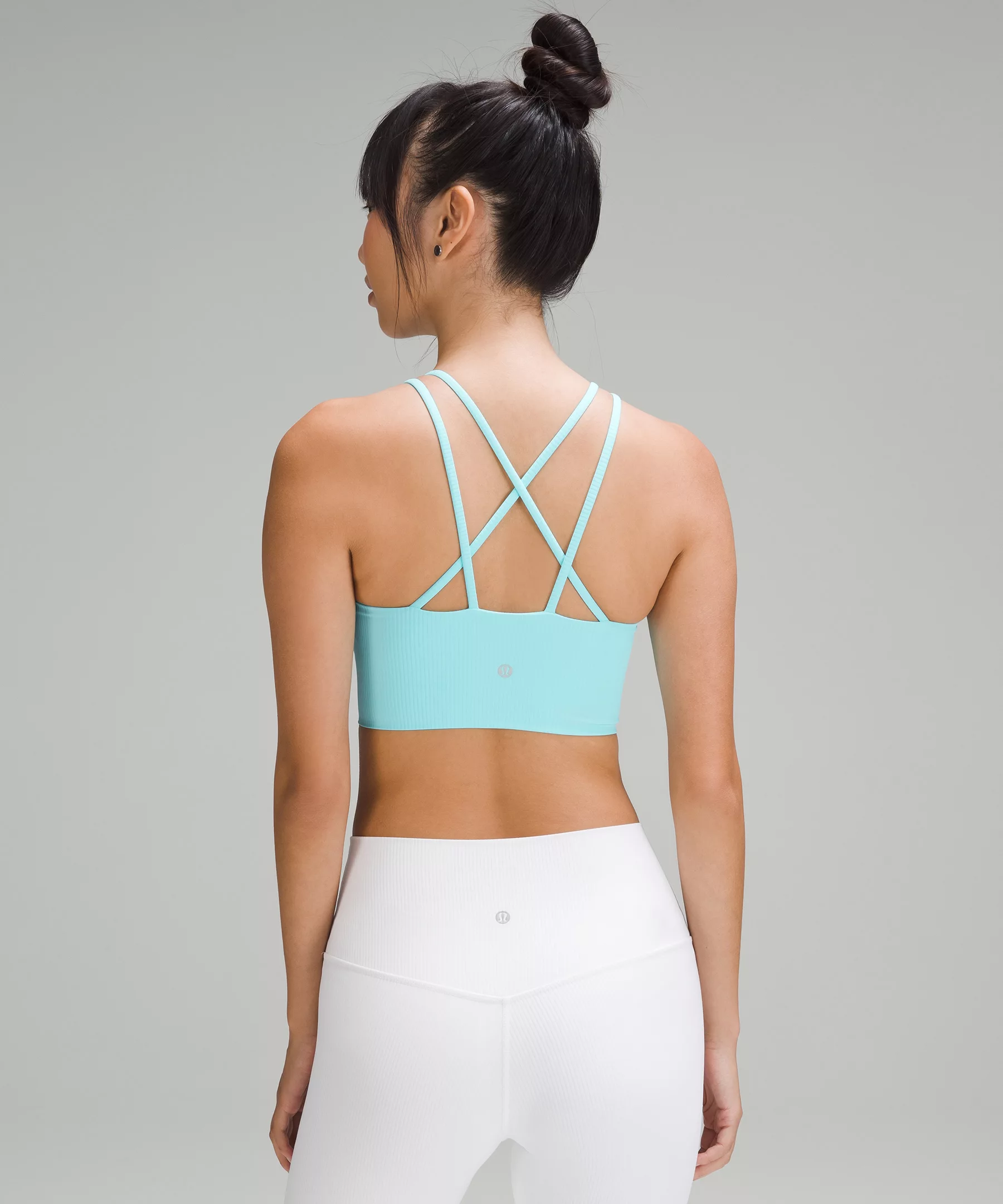 Like a Cloud High-Neck Longline Ribbed Bra *Light Support, B/C Cup Cyan Blue