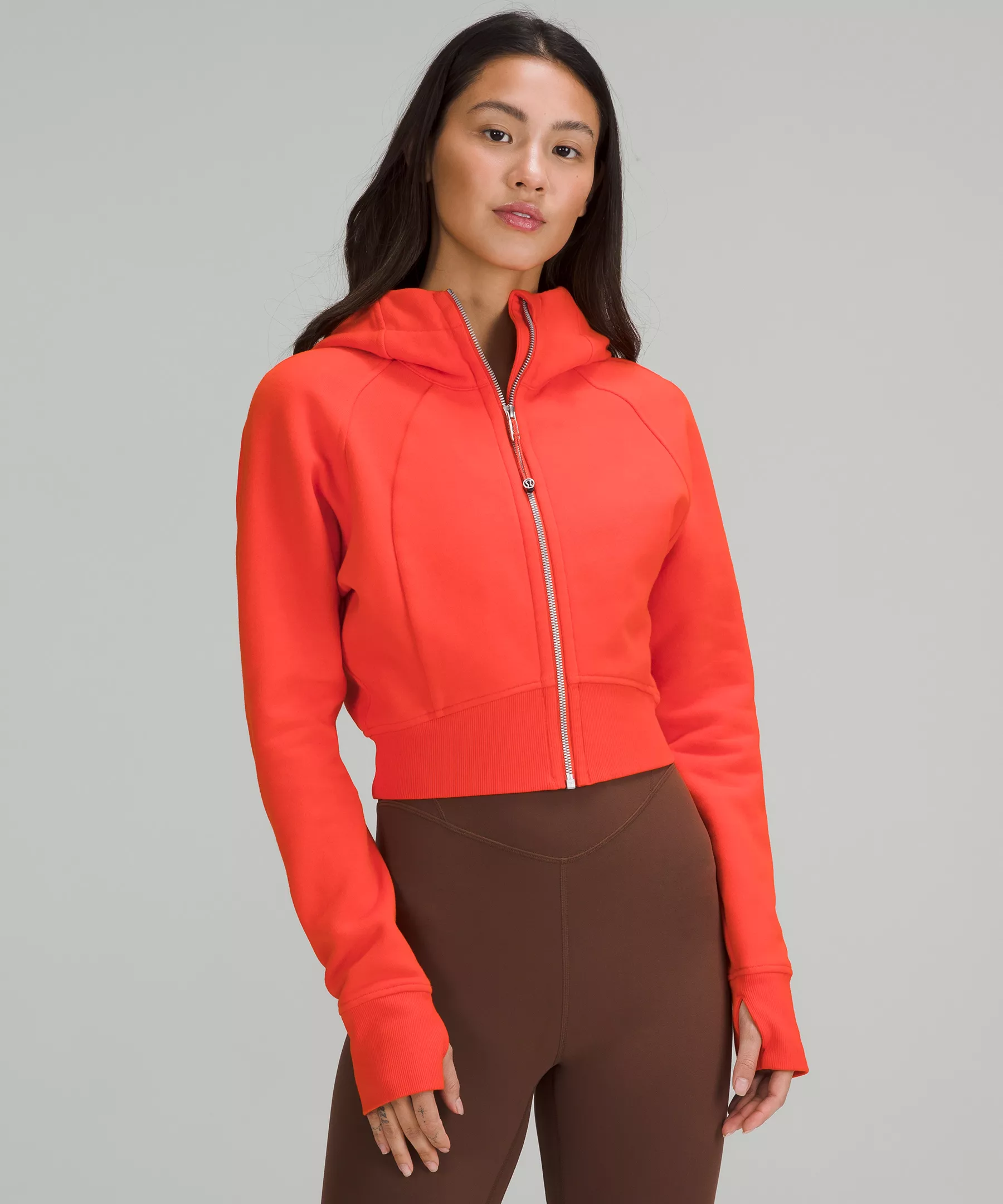 Scuba Full-Zip Cropped Hoodie Solar Orange