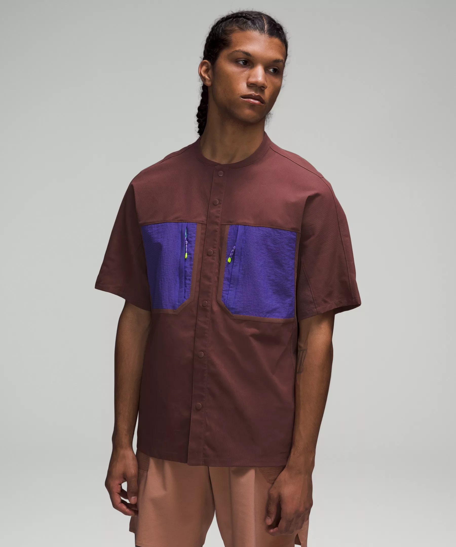 Water-Repellent Hiking Short Sleeve Shirt Dark Oxide