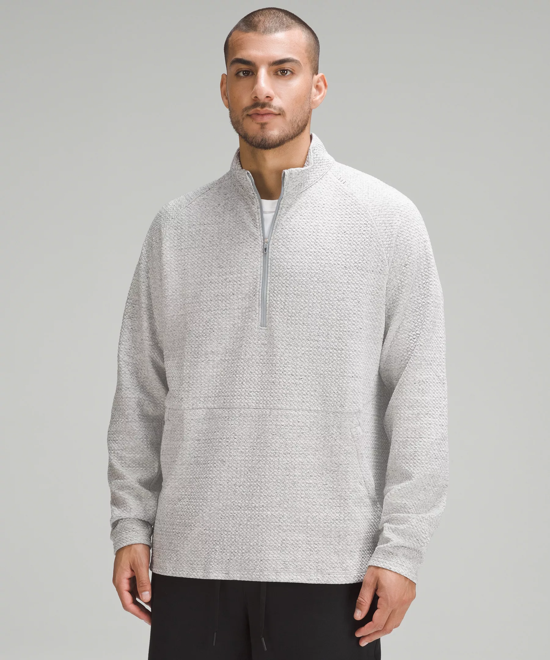 At Ease Half Zip Heathered Melody Light Grey/Black