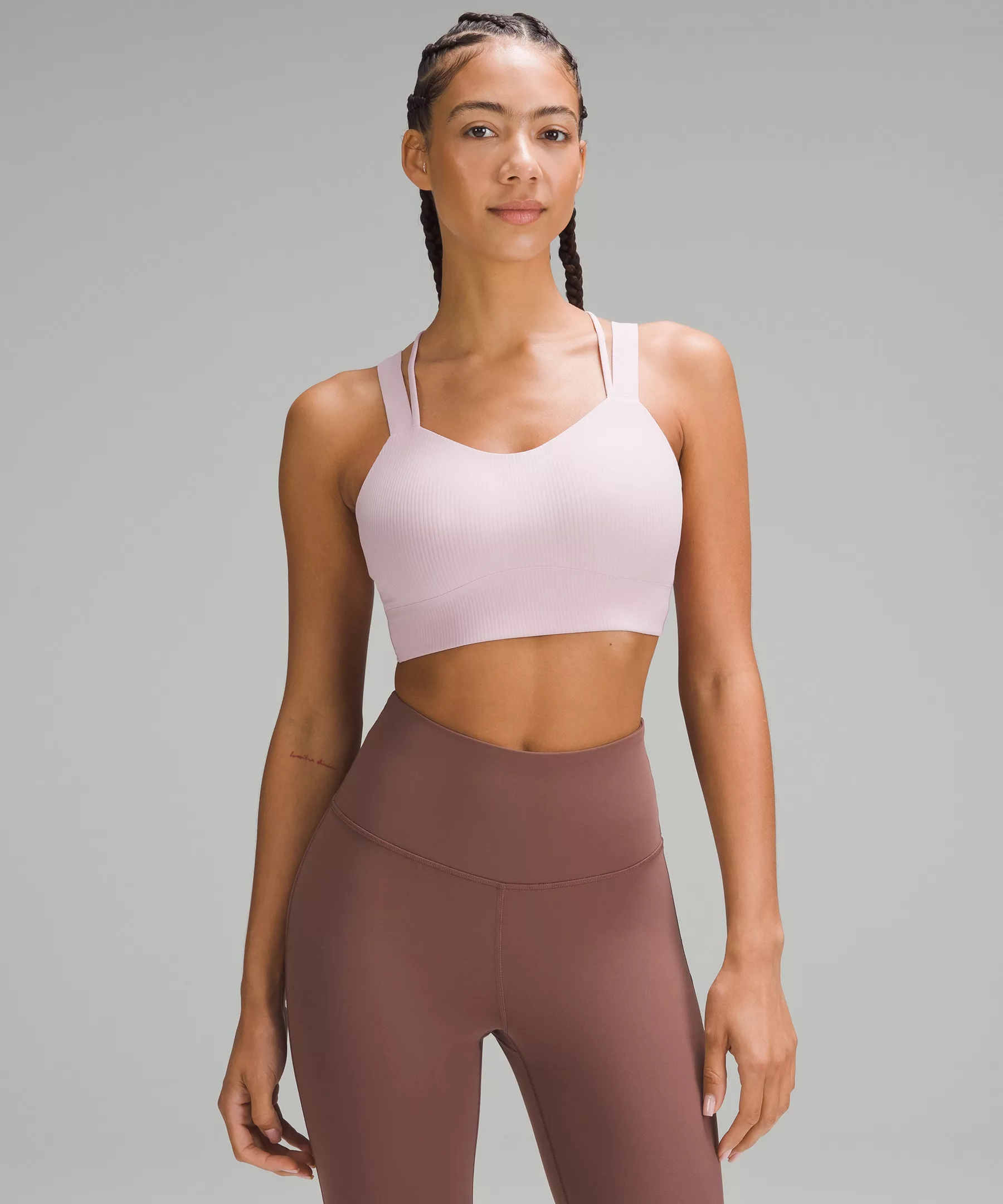 Like a Cloud Longline Ribbed Bra *Light Support, D/DD Cups Pink Peony