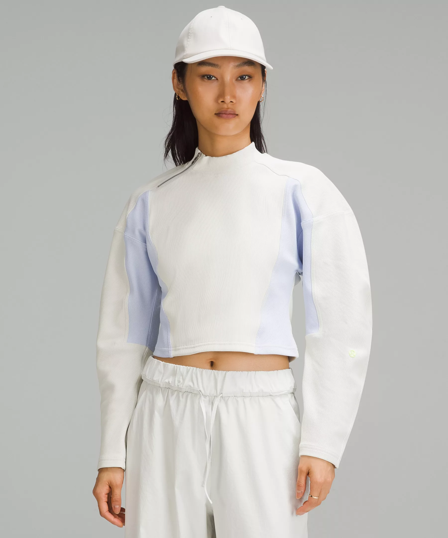 Ribbed Luxtreme Wide-Sleeve Pullover Bone/Blissful Blue
