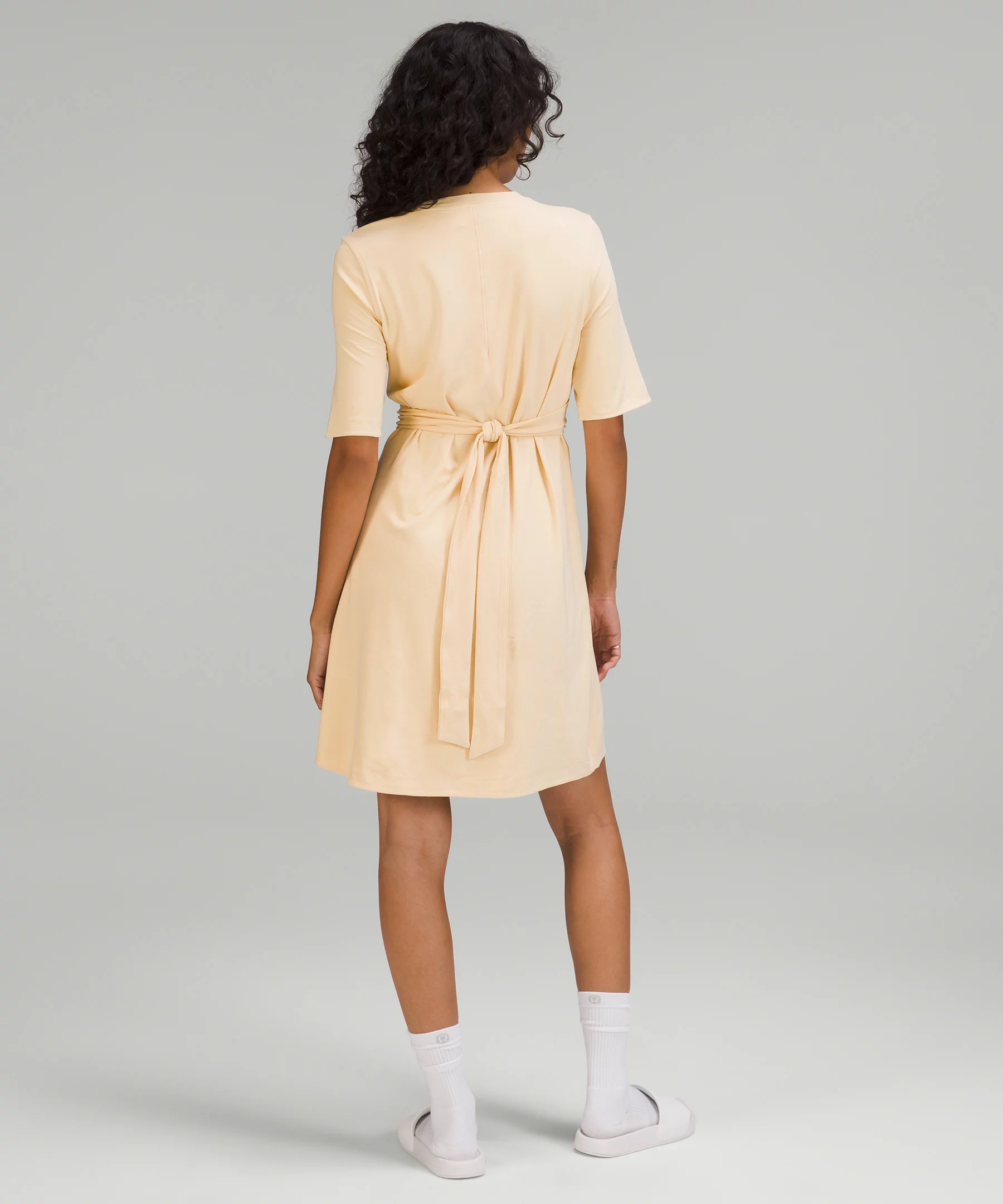Cotton Wrap-Front T-Shirt Dress Prosecco