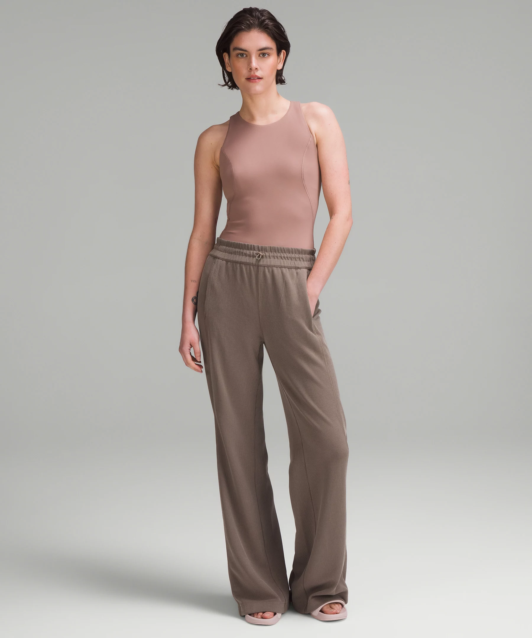 High-Neck Tight-Fit Shelf Bodysuit *Online Only Twilight Rose